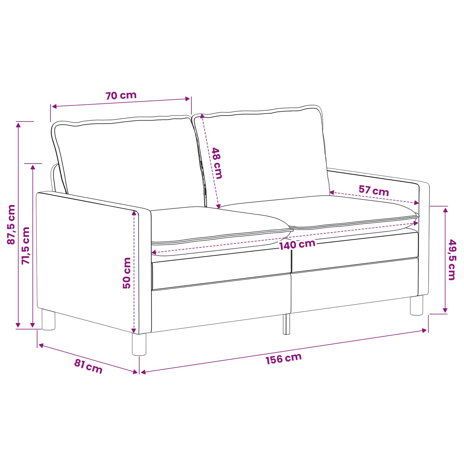 Bankstel 2 pcs Crèmekleurig Polyester is nu te koop bij PeponiXL, paradijselijk wonen!
