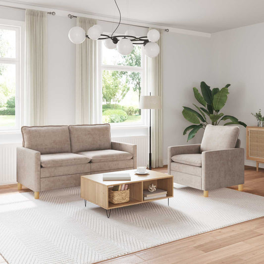 Bankstel 2 pcs Beige Polyester is nu te koop bij PeponiXL, paradijselijk wonen!