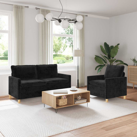 Bankstel 2 pcs Zwart Polyester is nu te koop bij PeponiXL, paradijselijk wonen!