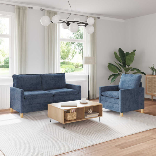 Bankstel 2 pcs Blauw Polyester is nu te koop bij PeponiXL, paradijselijk wonen!