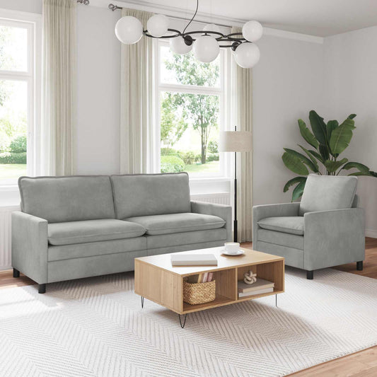 Bankstel 2 pcs Lichtgrijs Fluweel is nu te koop bij PeponiXL, paradijselijk wonen!