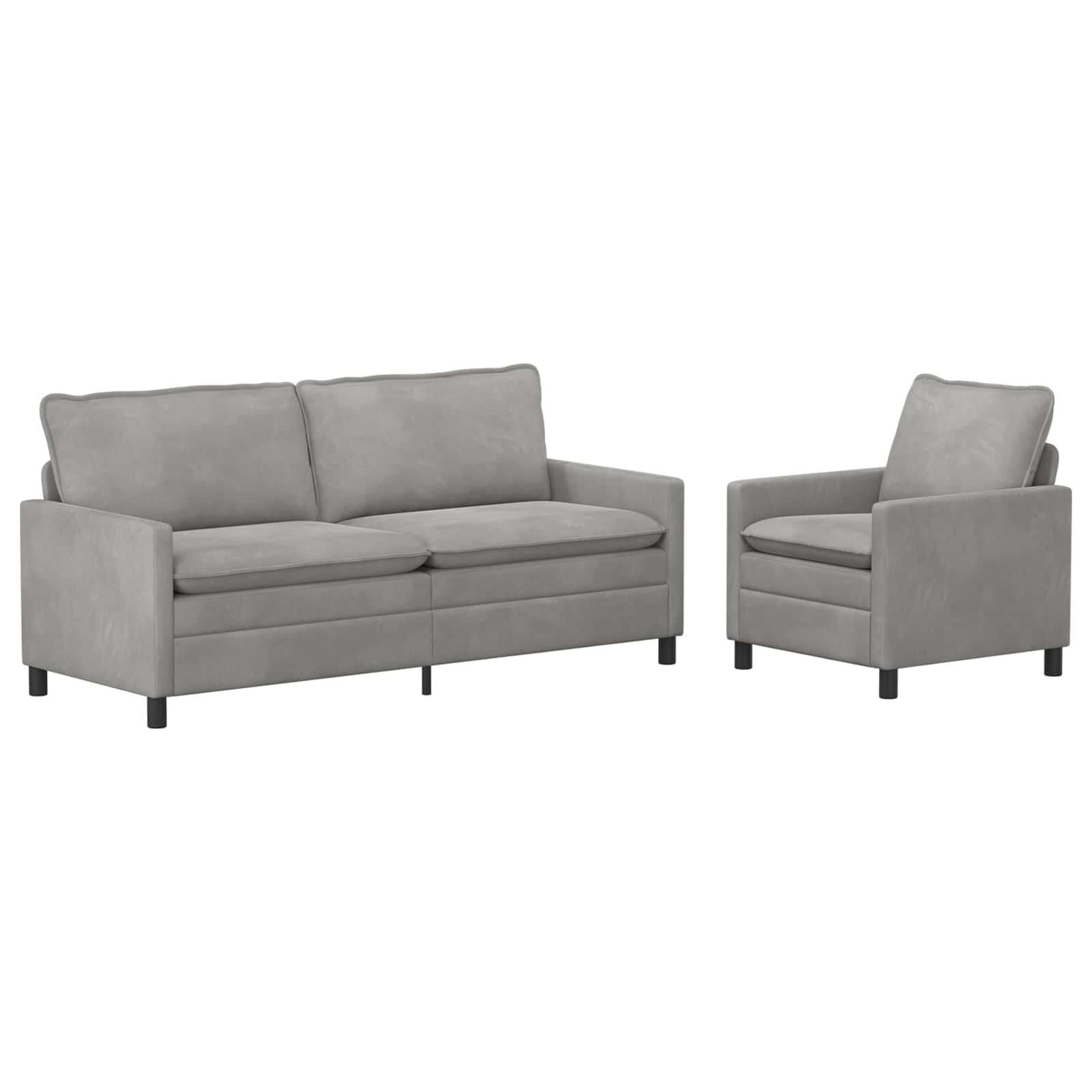 Bankstel 2 pcs Lichtgrijs Fluweel is nu te koop bij PeponiXL, paradijselijk wonen!