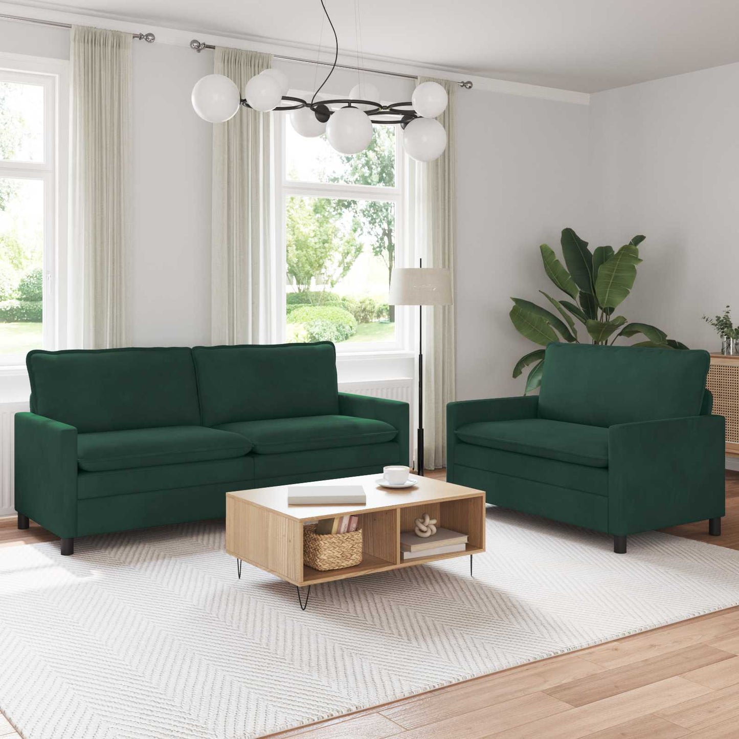 Bankstel 2 pcs Donkergroen Fluweel is nu te koop bij PeponiXL, paradijselijk wonen!