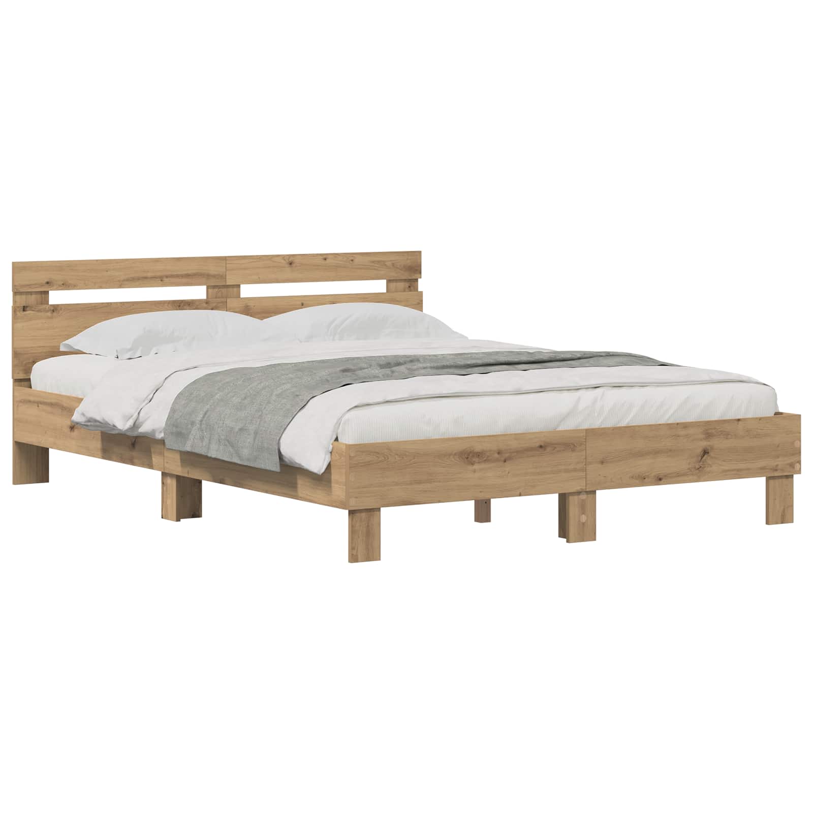 Bedframe met hoofdeinde Artisan Eiken 160 x 200 cm Bewerkt hout is nu te koop bij PeponiXL, paradijselijk wonen!