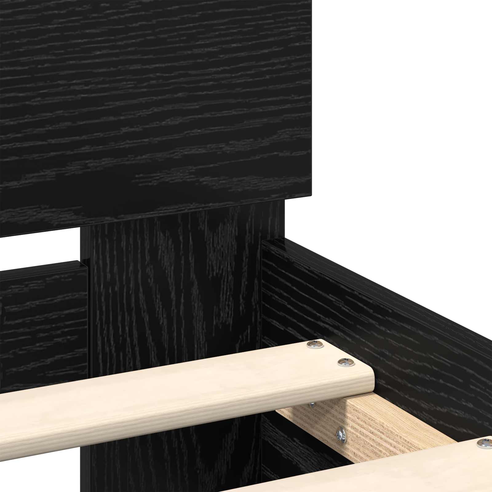 Bedframe met hoofdeinde Zwart Eiken 160 x 200 cm Bewerkt hout is nu te koop bij PeponiXL, paradijselijk wonen!
