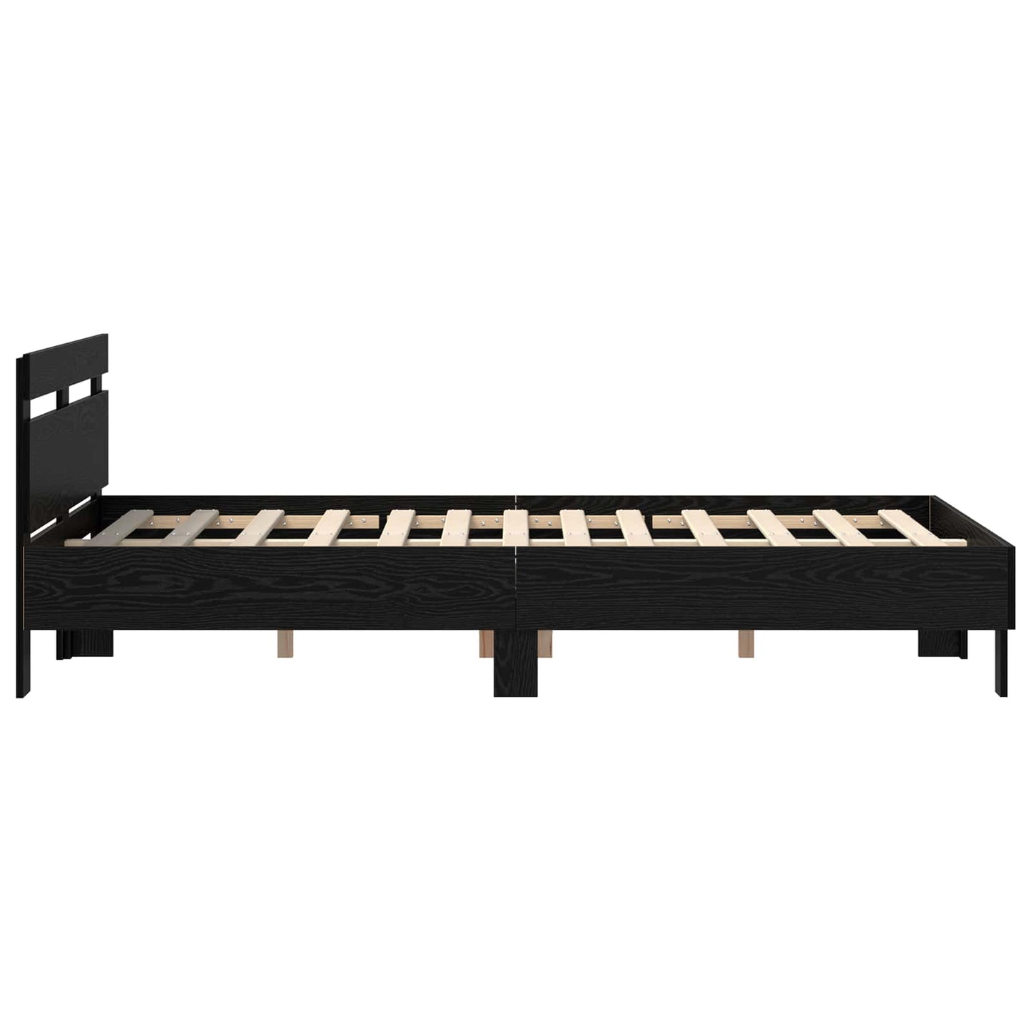 Bedframe met hoofdeinde Zwart Eiken 160 x 200 cm Bewerkt hout is nu te koop bij PeponiXL, paradijselijk wonen!