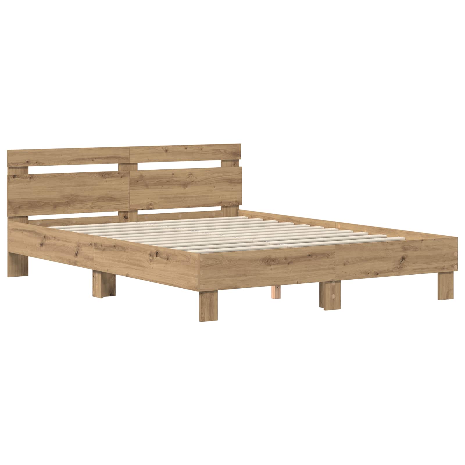 Bedframe met hoofdeinde Artisan Eiken 140 x 200 cm Bewerkt hout is nu te koop bij PeponiXL, paradijselijk wonen!