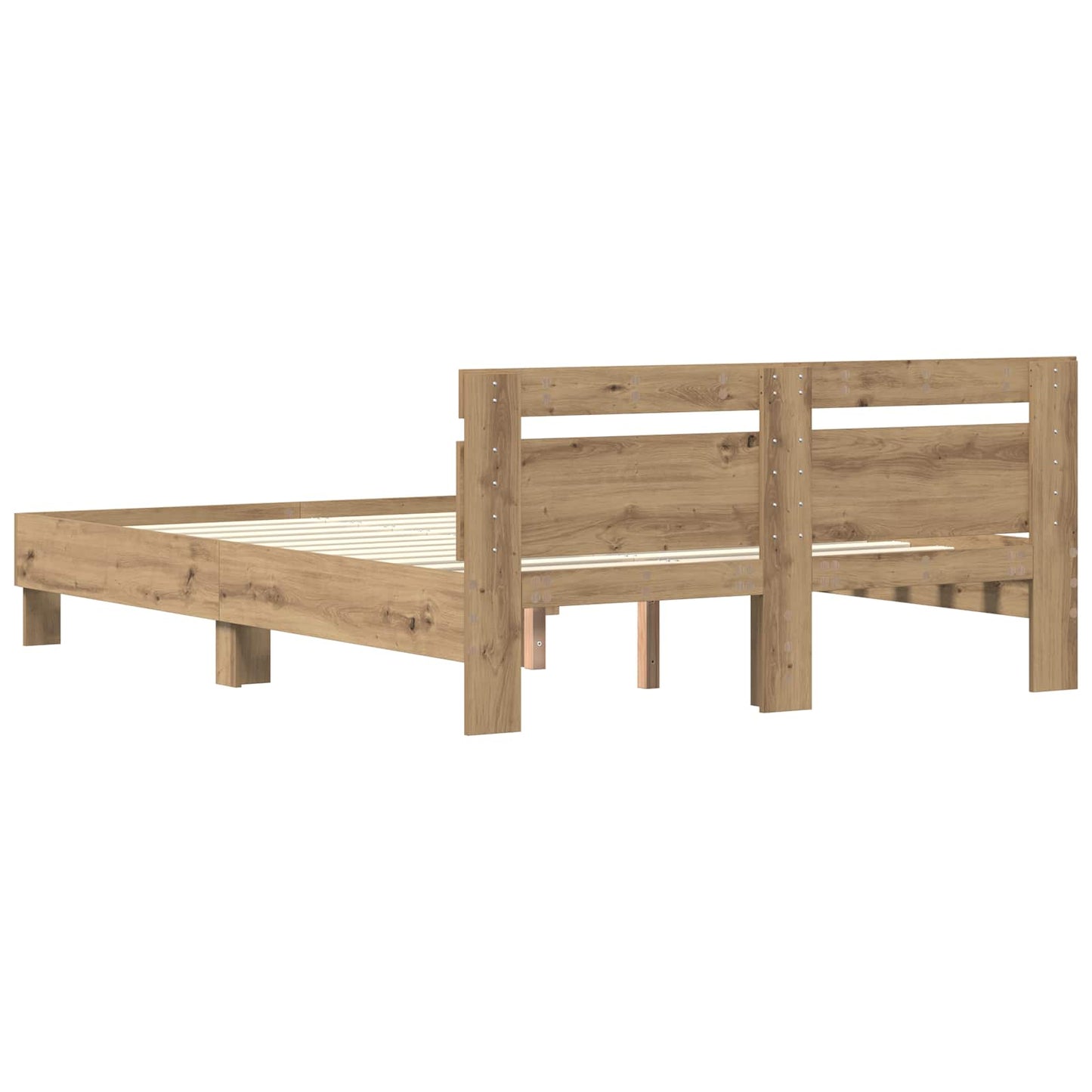 Bedframe met hoofdeinde Artisan Eiken 140 x 200 cm Bewerkt hout is nu te koop bij PeponiXL, paradijselijk wonen!