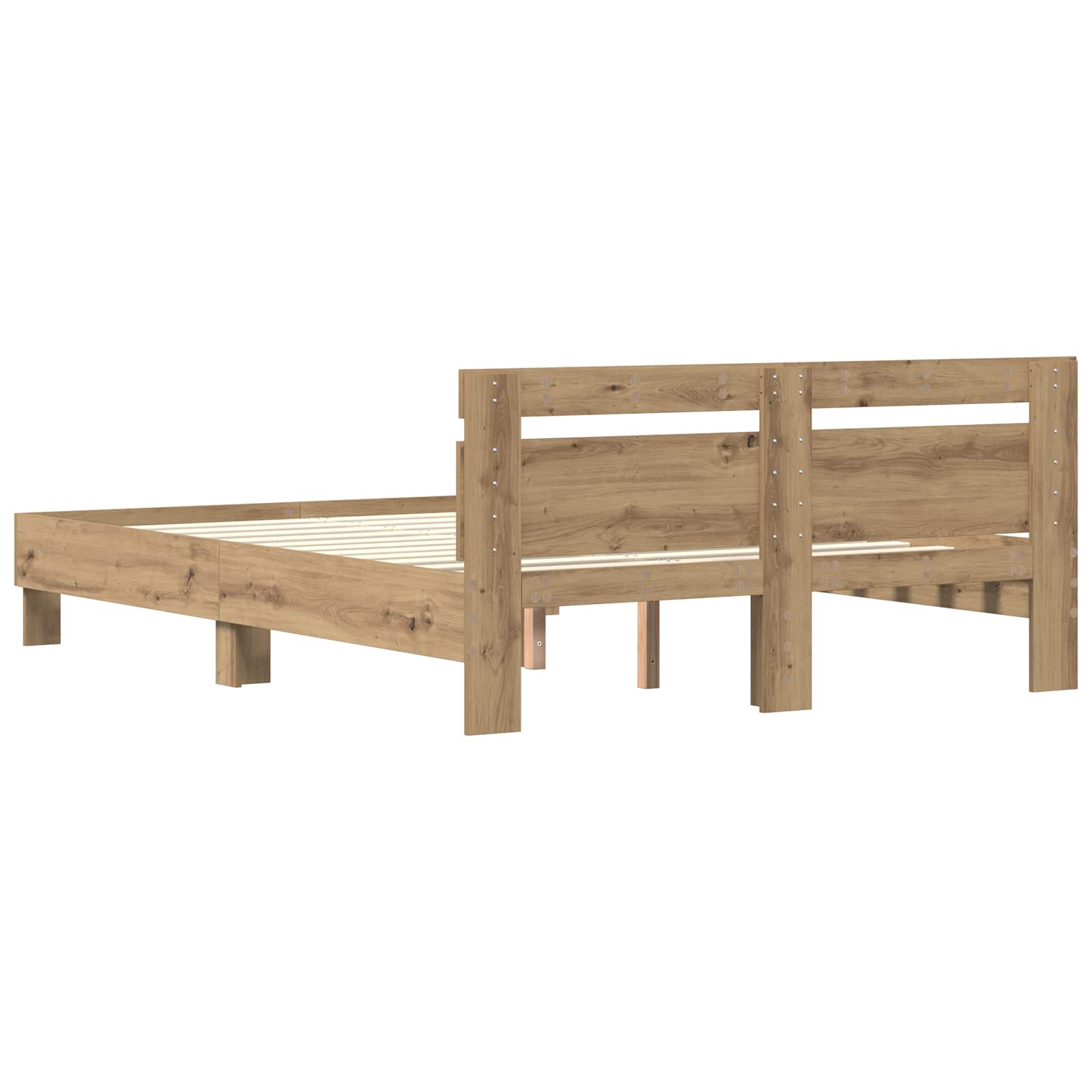 Bedframe met hoofdeinde Artisan Eiken 140 x 200 cm Bewerkt hout is nu te koop bij PeponiXL, paradijselijk wonen!