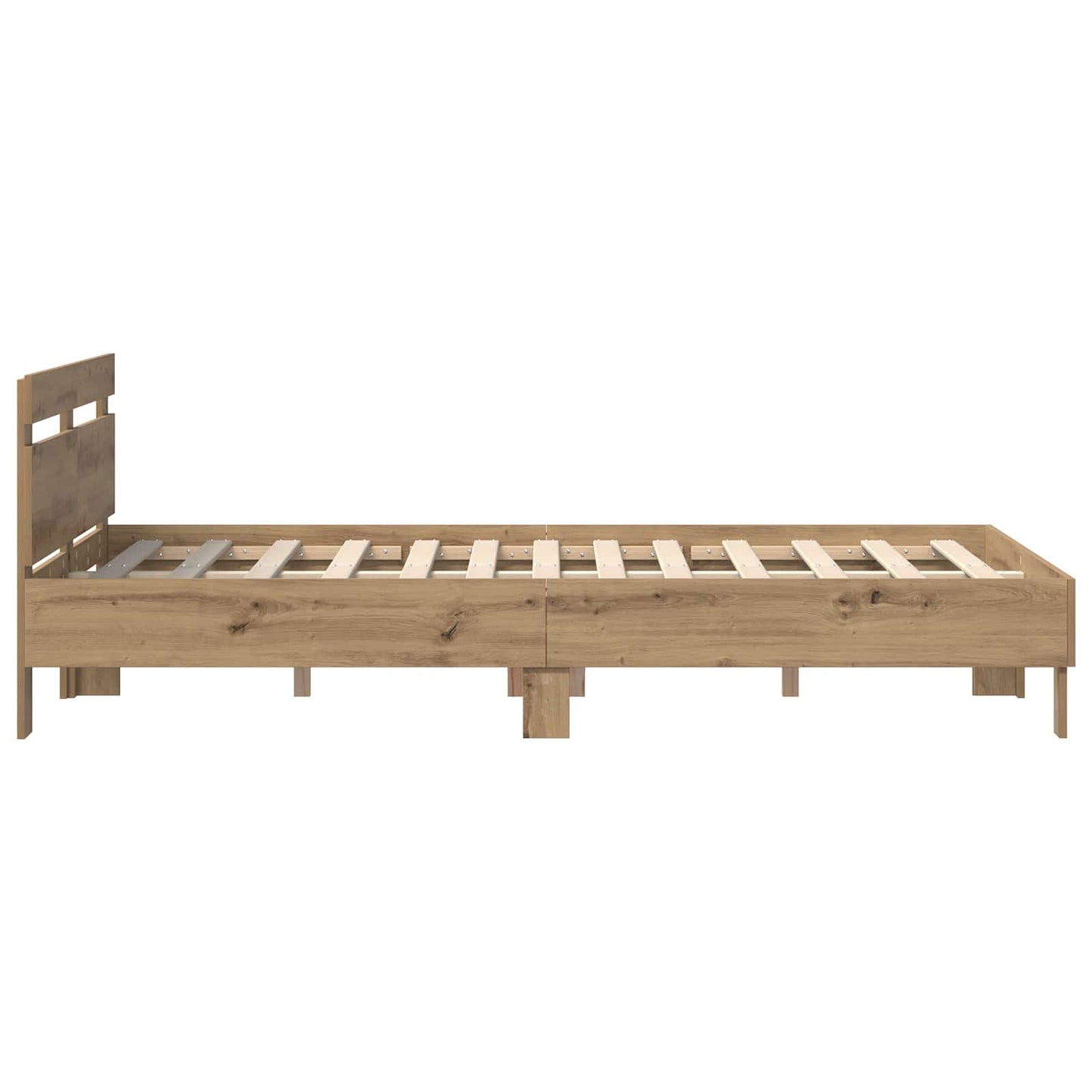 Bedframe met hoofdeinde Artisan Eiken 140 x 200 cm Bewerkt hout is nu te koop bij PeponiXL, paradijselijk wonen!
