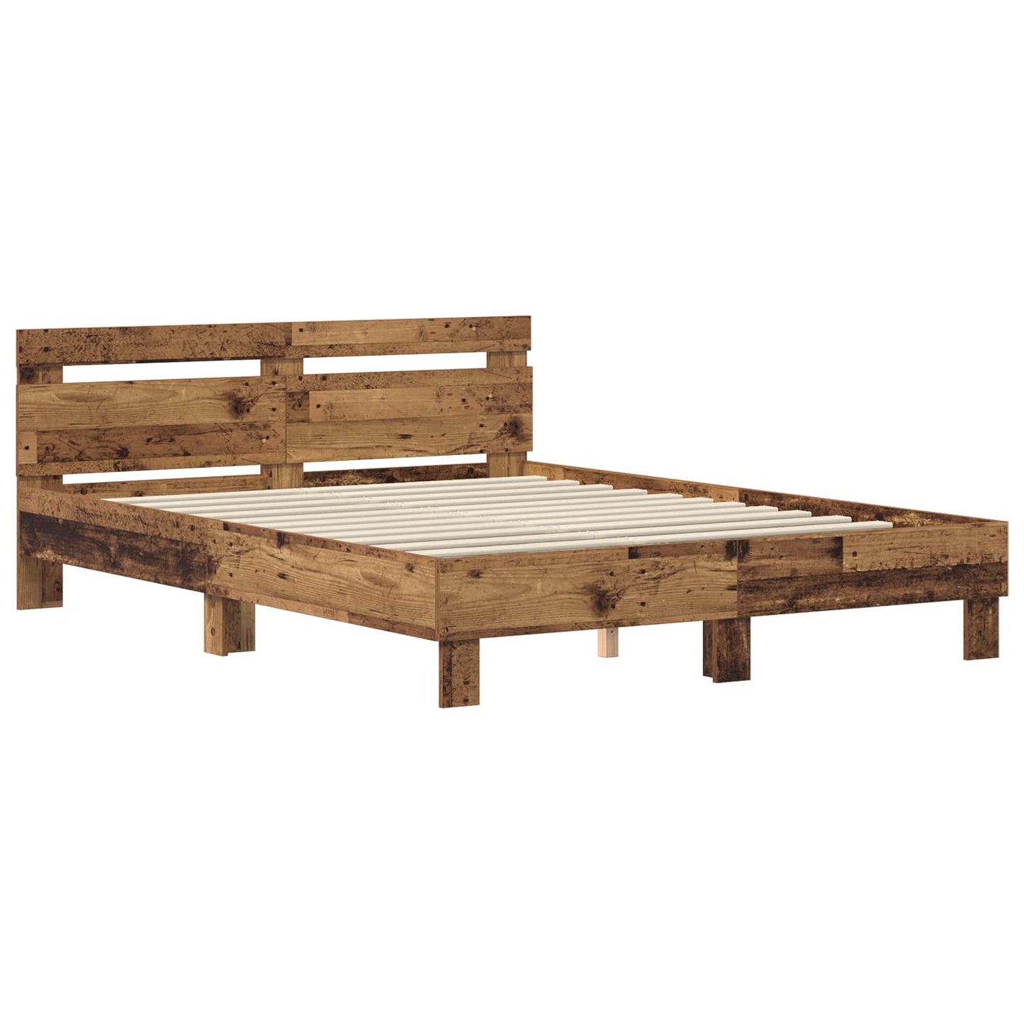 Bedframe met hoofdeinde Oudhout 120 x 200 cm Bewerkt hout is nu te koop bij PeponiXL, paradijselijk wonen!