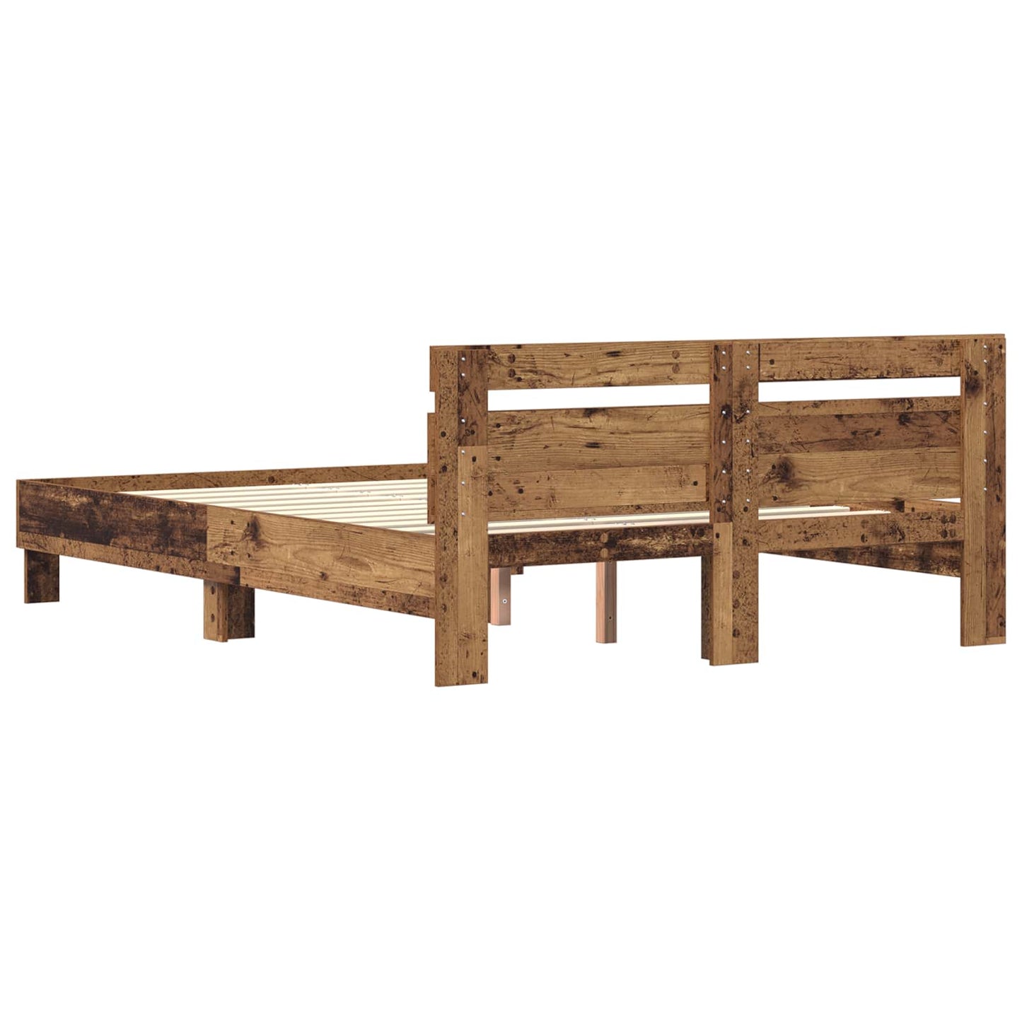 Bedframe met hoofdeinde Oudhout 120 x 200 cm Bewerkt hout is nu te koop bij PeponiXL, paradijselijk wonen!