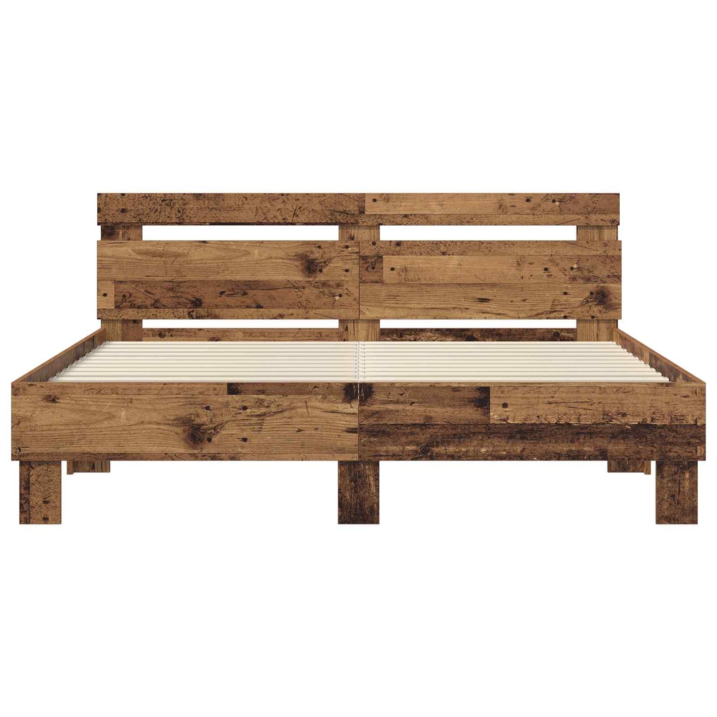Bedframe met hoofdeinde Oudhout 120 x 200 cm Bewerkt hout is nu te koop bij PeponiXL, paradijselijk wonen!