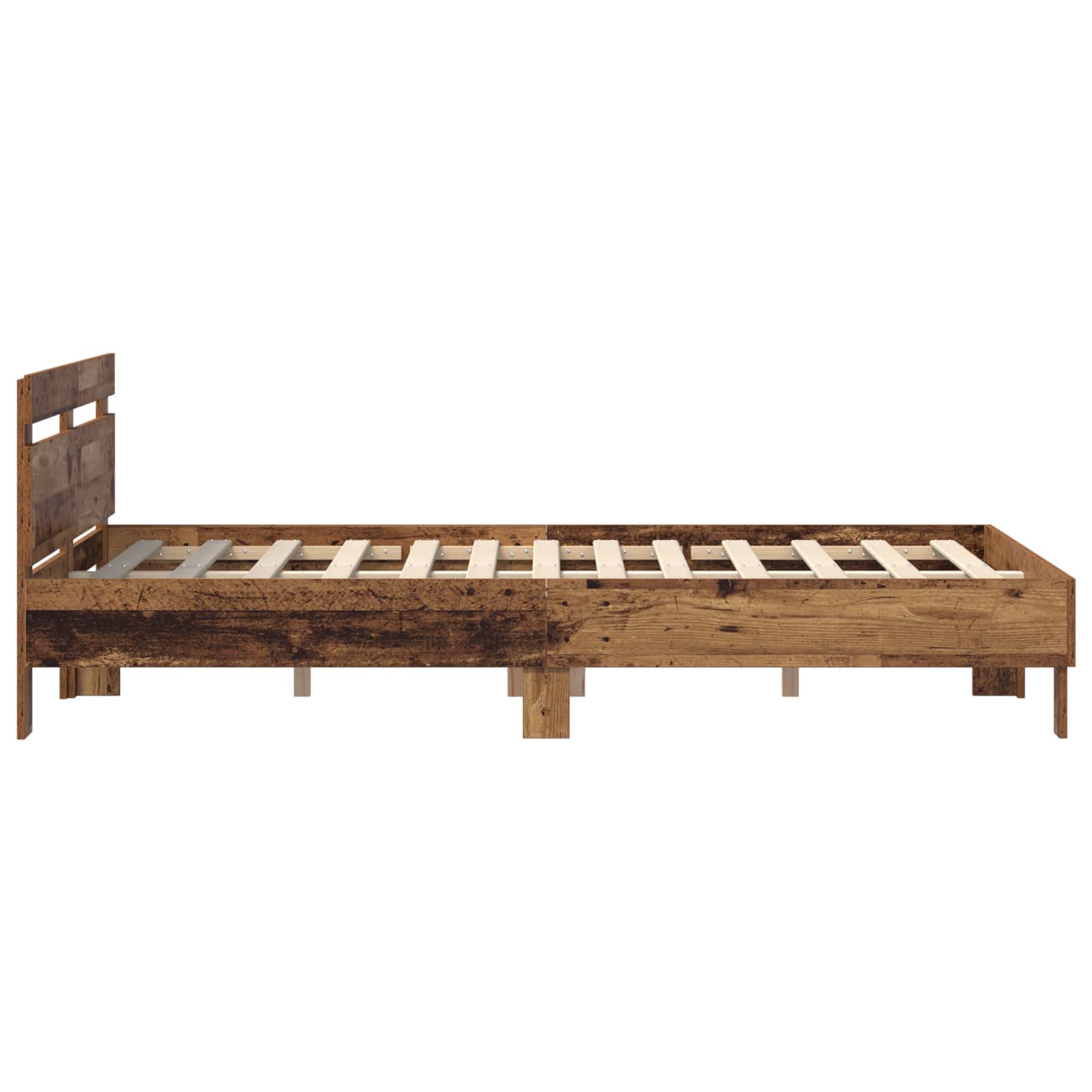 Bedframe met hoofdeinde Oudhout 120 x 200 cm Bewerkt hout is nu te koop bij PeponiXL, paradijselijk wonen!