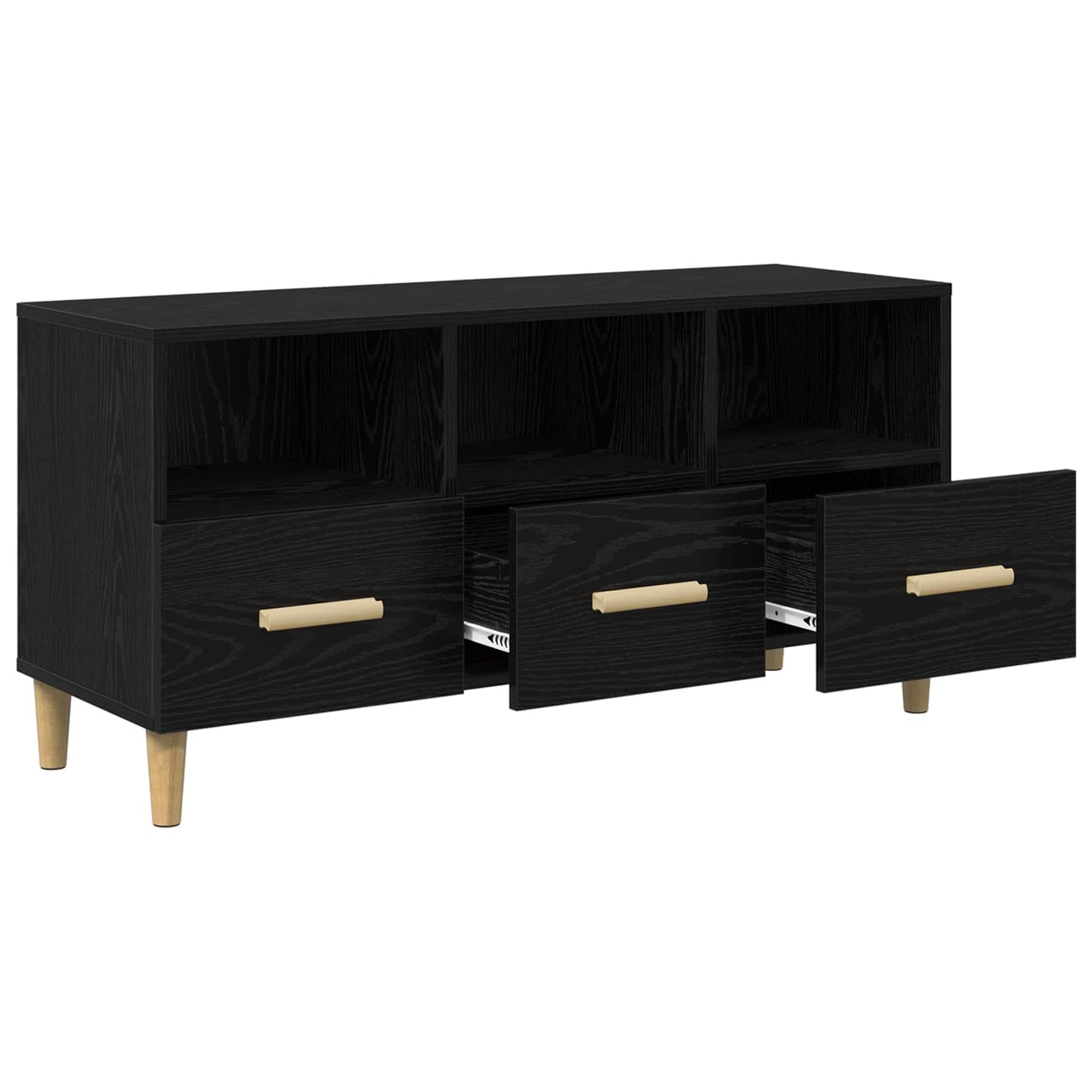 TV-kast met lade Zwart Eiken 102 x 36 x 50 cm Bewerkt hout is nu te koop bij PeponiXL, paradijselijk wonen!