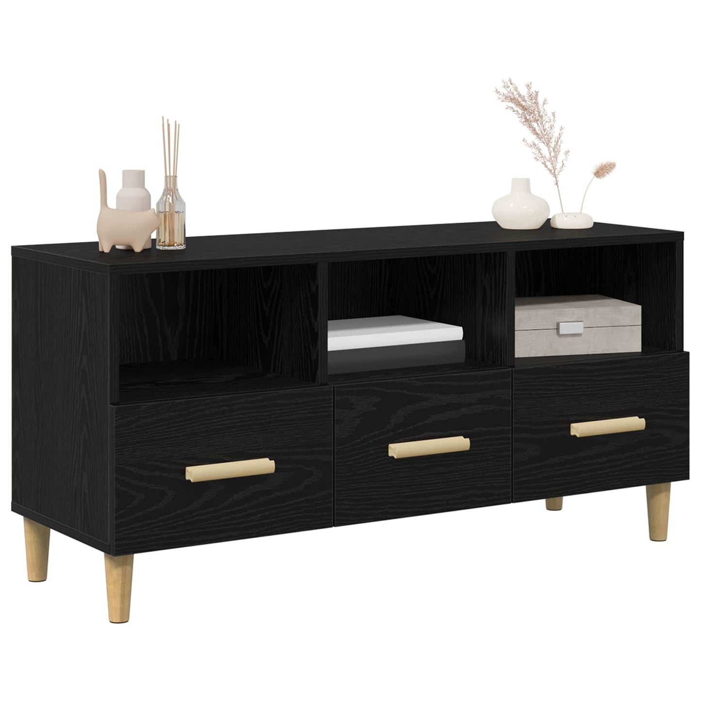 TV-kast met lade Zwart Eiken 102 x 36 x 50 cm Bewerkt hout is nu te koop bij PeponiXL, paradijselijk wonen!