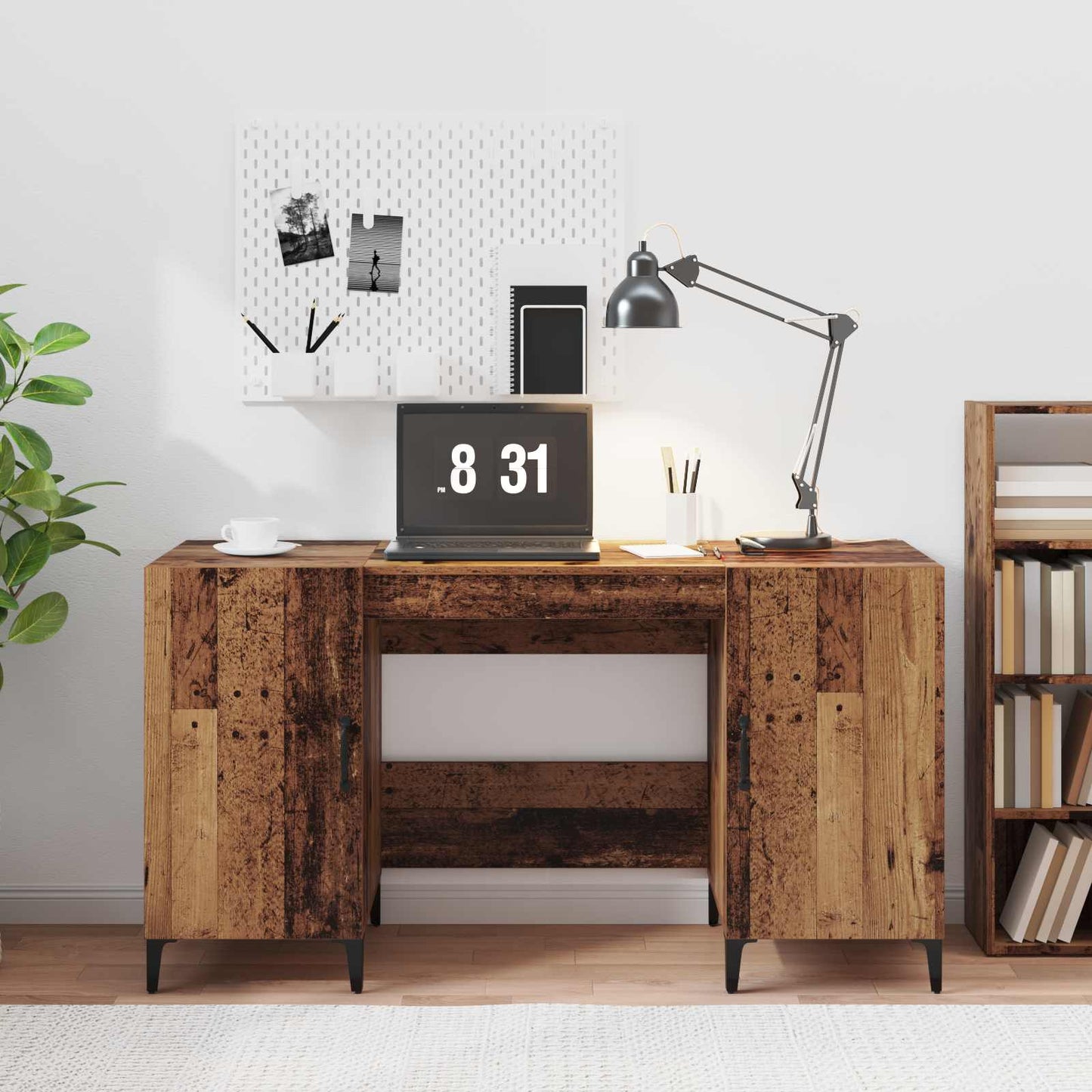 Bureau met opslag Oudhout 140 x 50 x 75 cm Bewerkt hout is nu te koop bij PeponiXL, paradijselijk wonen!