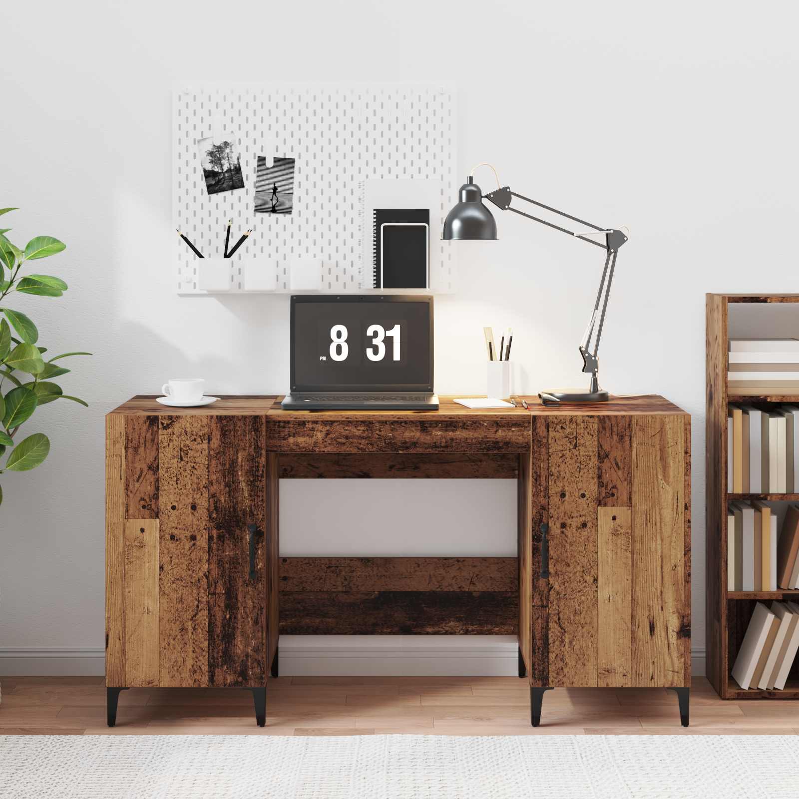 Bureau met opslag Oudhout 140 x 50 x 75 cm Bewerkt hout is nu te koop bij PeponiXL, paradijselijk wonen!