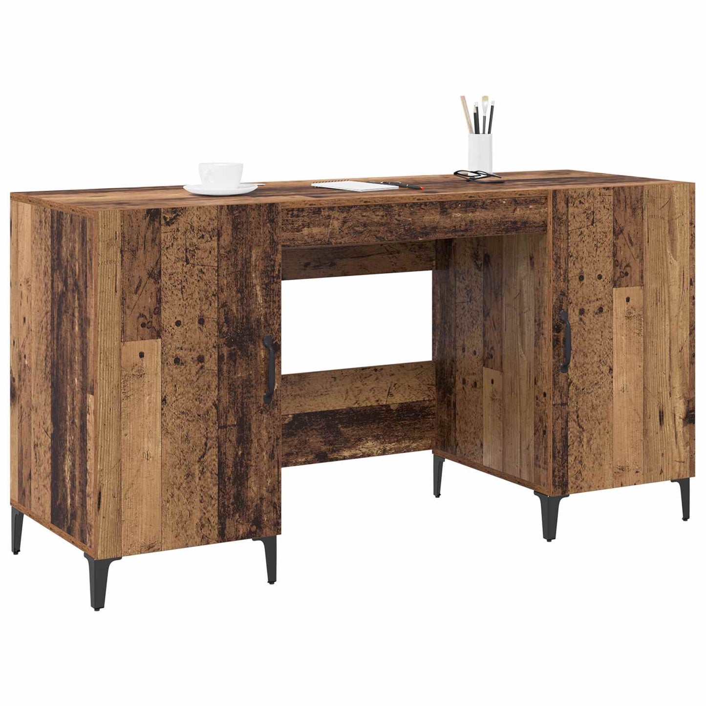 Bureau met opslag Oudhout 140 x 50 x 75 cm Bewerkt hout is nu te koop bij PeponiXL, paradijselijk wonen!