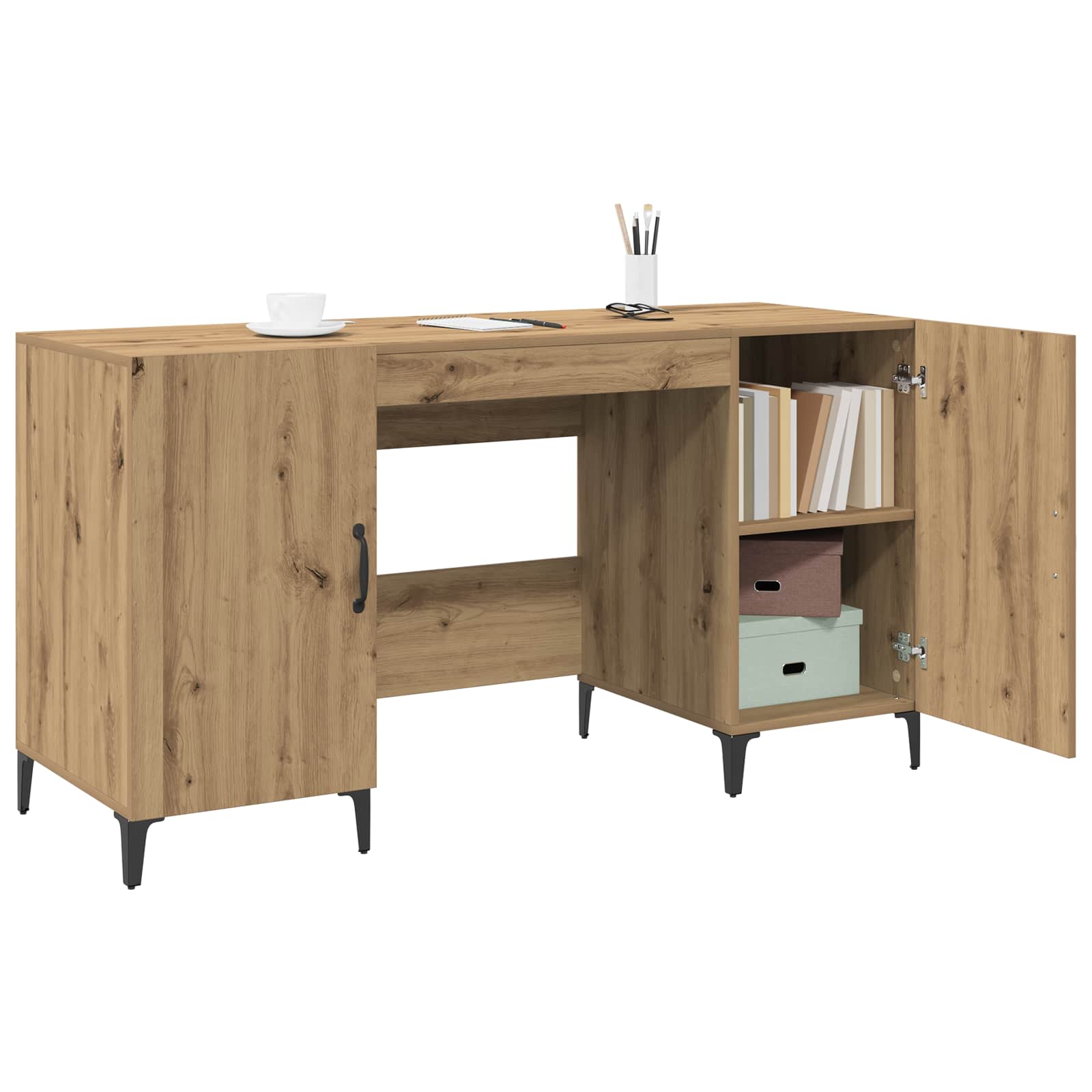 Bureau Ambachtelijk eiken 140 x 50 x 75 cm Bewerkt hout is nu te koop bij PeponiXL, paradijselijk wonen!