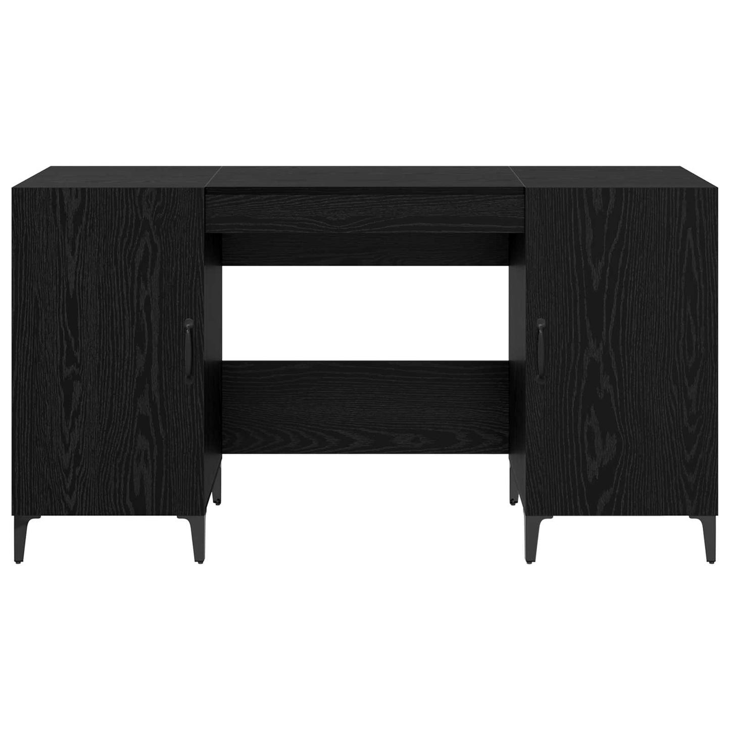 Bureau met opslag Zwart Eiken 140 x 50 x 75 cm Bewerkt hout is nu te koop bij PeponiXL, paradijselijk wonen!