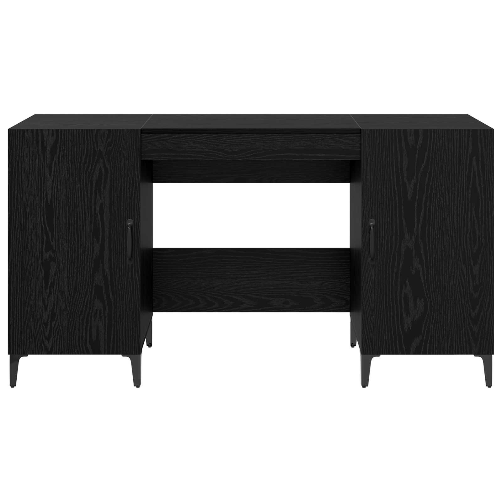 Bureau met opslag Zwart Eiken 140 x 50 x 75 cm Bewerkt hout is nu te koop bij PeponiXL, paradijselijk wonen!
