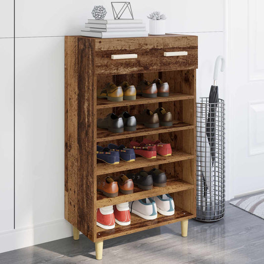 Schoenenkast met lade Oudhout 60 x 35 x 105 cm Bewerkt hout is nu te koop bij PeponiXL, paradijselijk wonen!