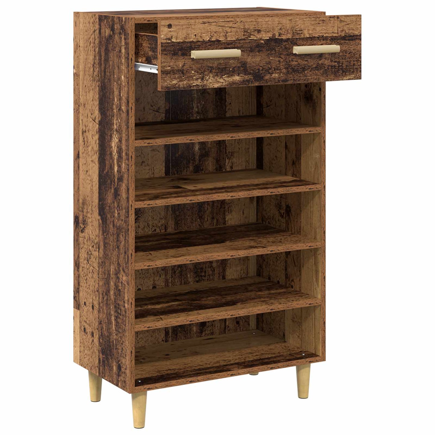 Schoenenkast met lade Oudhout 60 x 35 x 105 cm Bewerkt hout is nu te koop bij PeponiXL, paradijselijk wonen!
