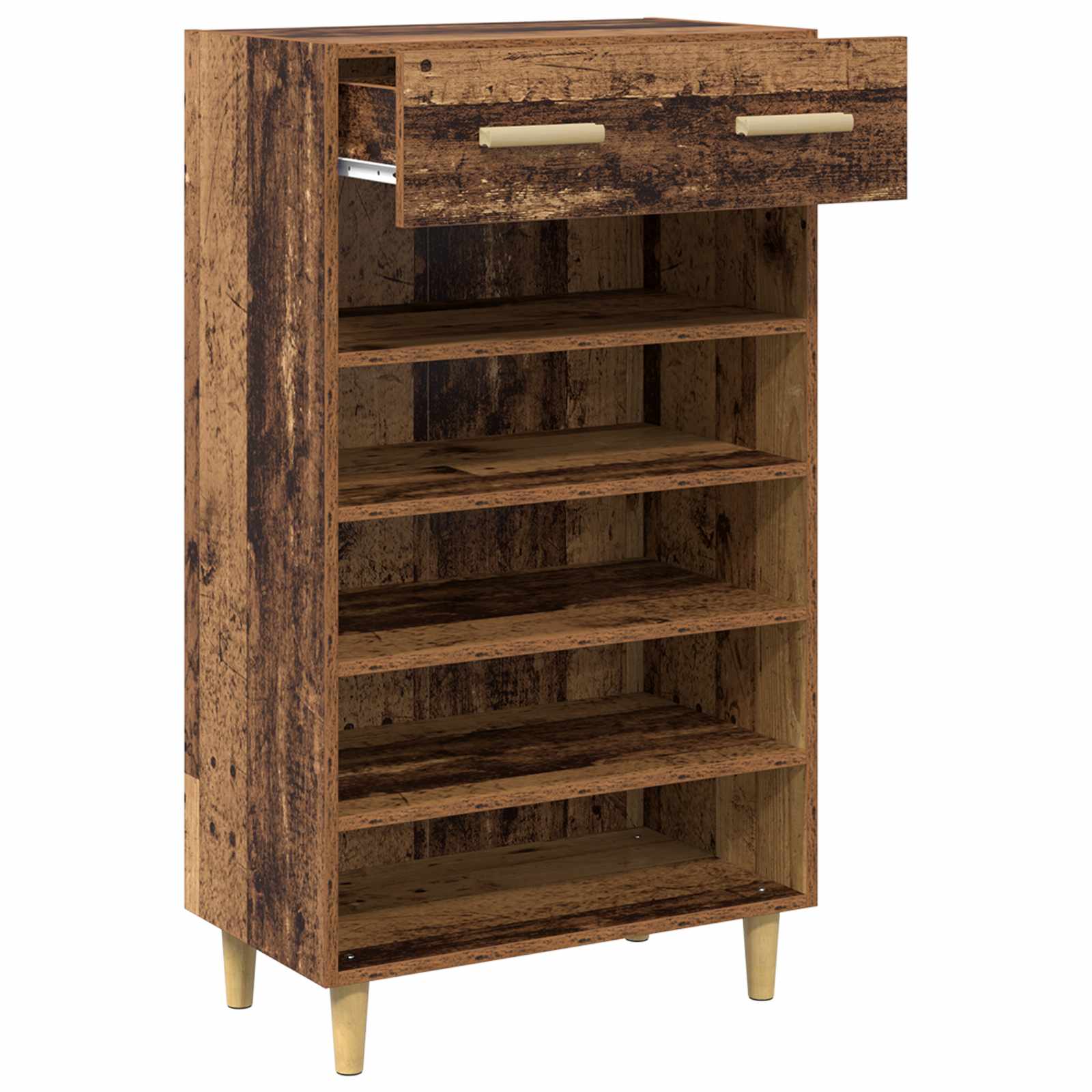 Schoenenkast met lade Oudhout 60 x 35 x 105 cm Bewerkt hout is nu te koop bij PeponiXL, paradijselijk wonen!