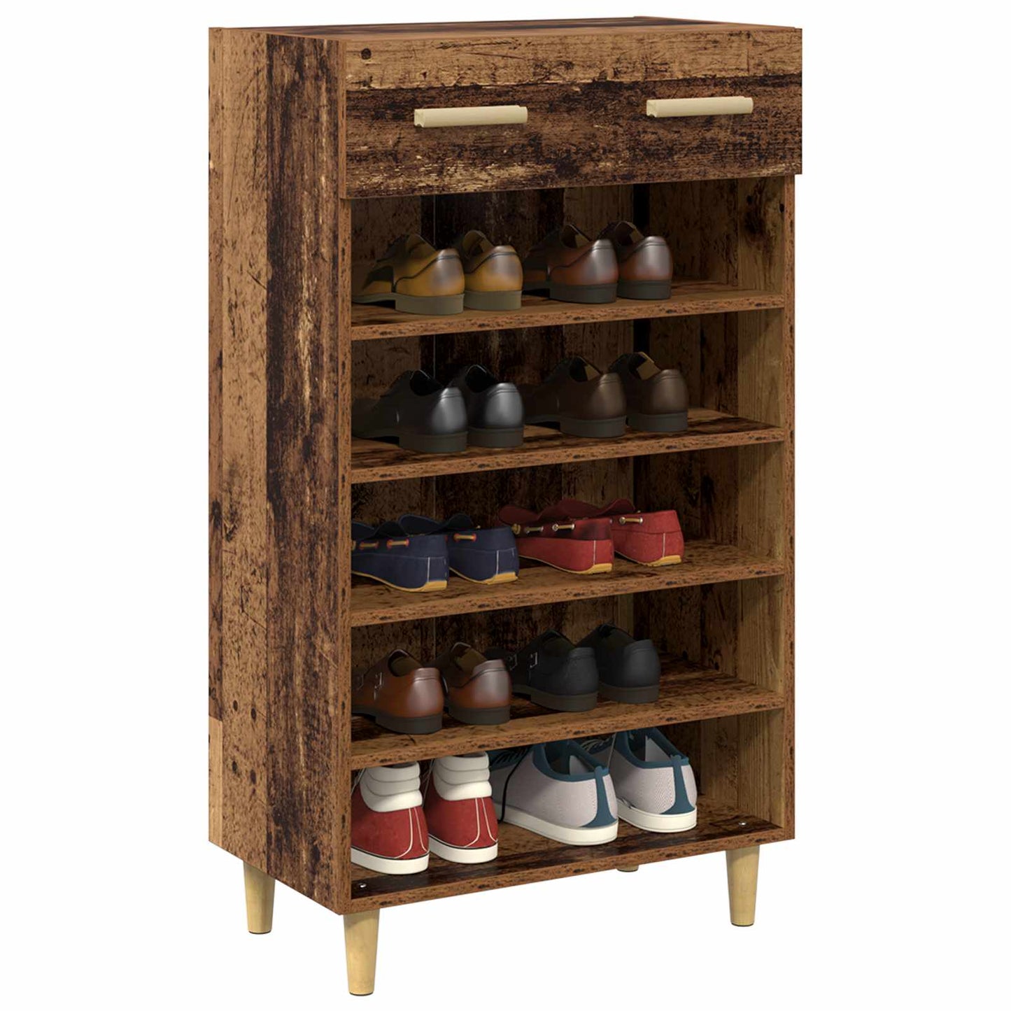 Schoenenkast met lade Oudhout 60 x 35 x 105 cm Bewerkt hout is nu te koop bij PeponiXL, paradijselijk wonen!