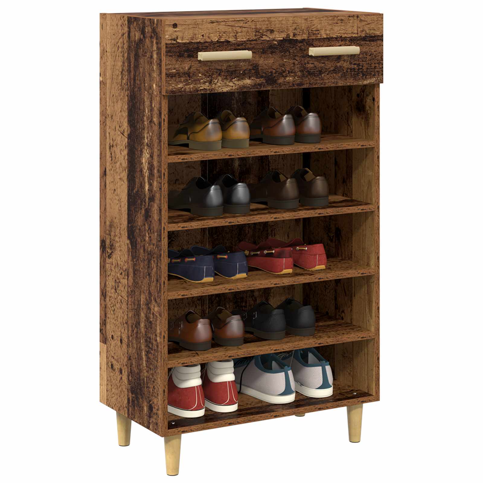 Schoenenkast met lade Oudhout 60 x 35 x 105 cm Bewerkt hout is nu te koop bij PeponiXL, paradijselijk wonen!
