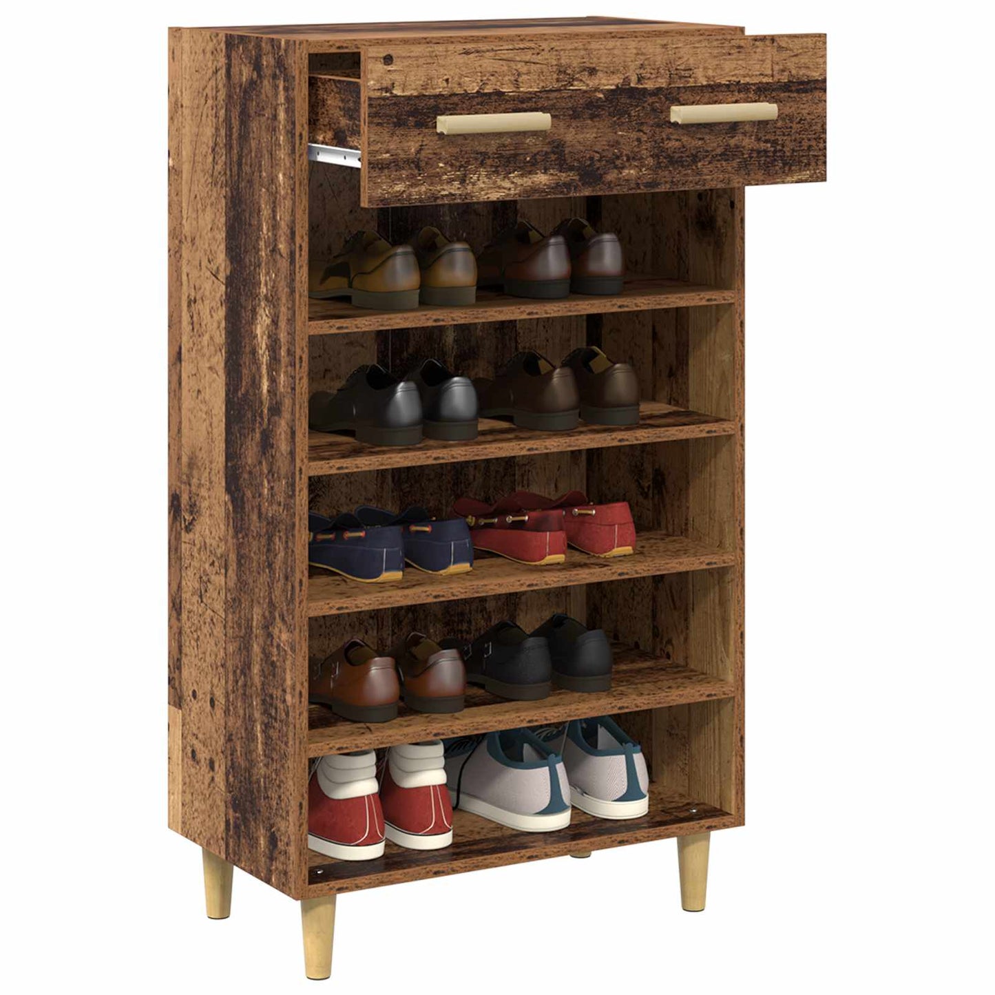 Schoenenkast met lade Oudhout 60 x 35 x 105 cm Bewerkt hout is nu te koop bij PeponiXL, paradijselijk wonen!