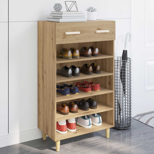 Schoenenkast Ambachtelijk eiken 60 x 35 x 105 cm Bewerkt hout is nu te koop bij PeponiXL, paradijselijk wonen!