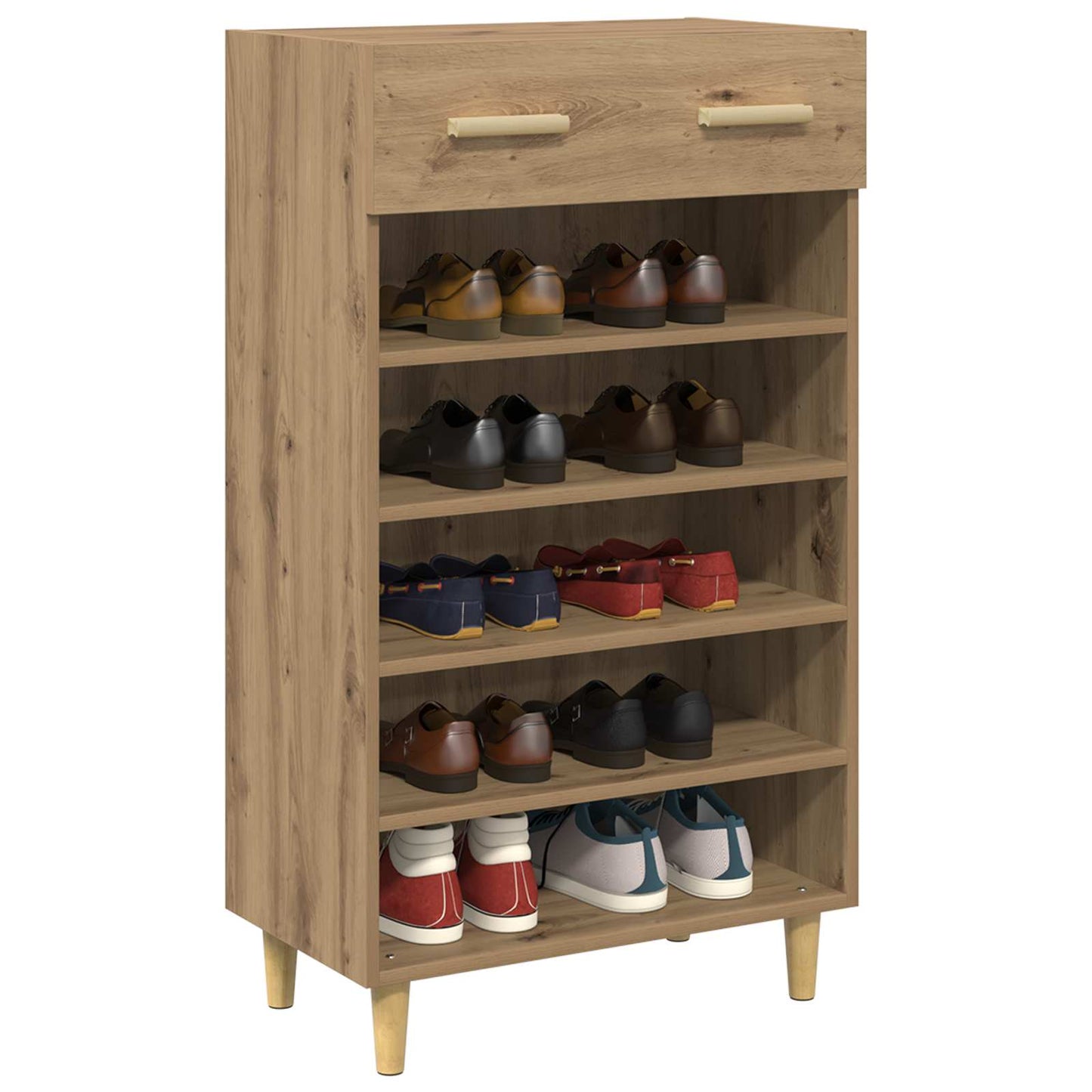 Schoenenkast Ambachtelijk eiken 60 x 35 x 105 cm Bewerkt hout is nu te koop bij PeponiXL, paradijselijk wonen!