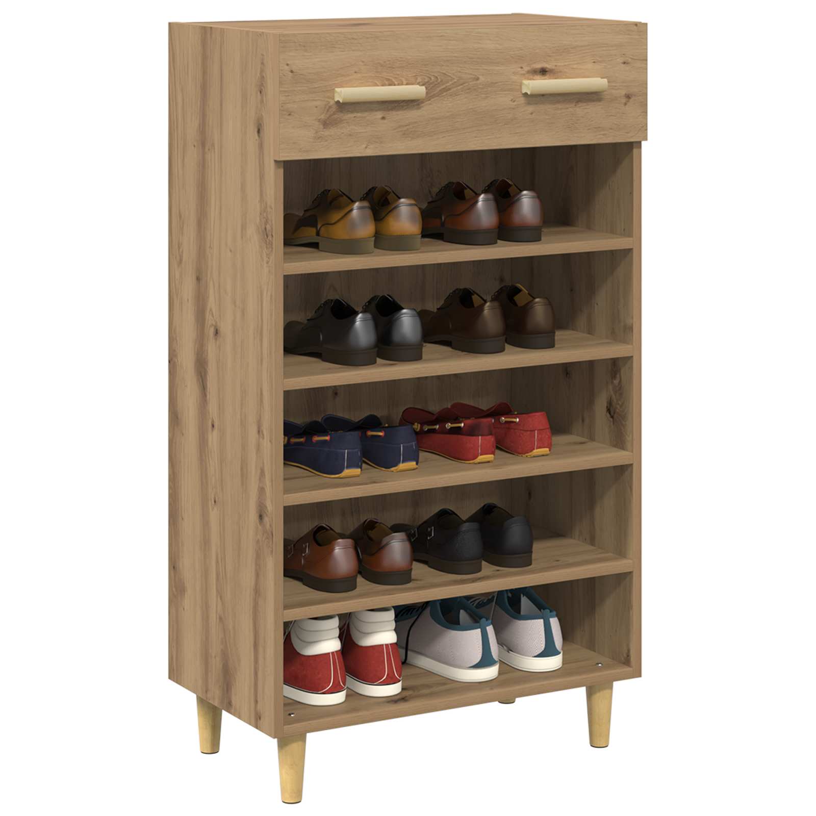 Schoenenkast Ambachtelijk eiken 60 x 35 x 105 cm Bewerkt hout is nu te koop bij PeponiXL, paradijselijk wonen!