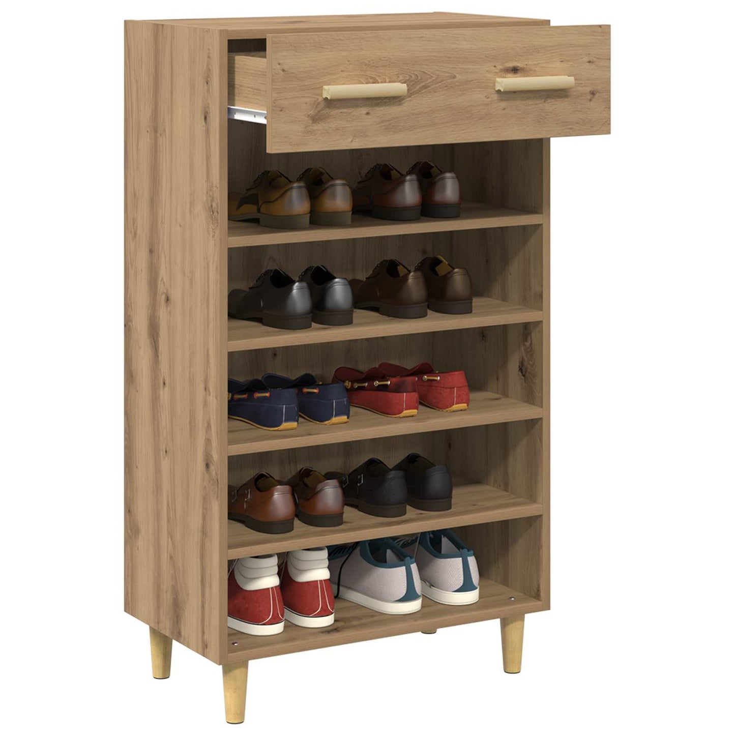 Schoenenkast Ambachtelijk eiken 60 x 35 x 105 cm Bewerkt hout is nu te koop bij PeponiXL, paradijselijk wonen!