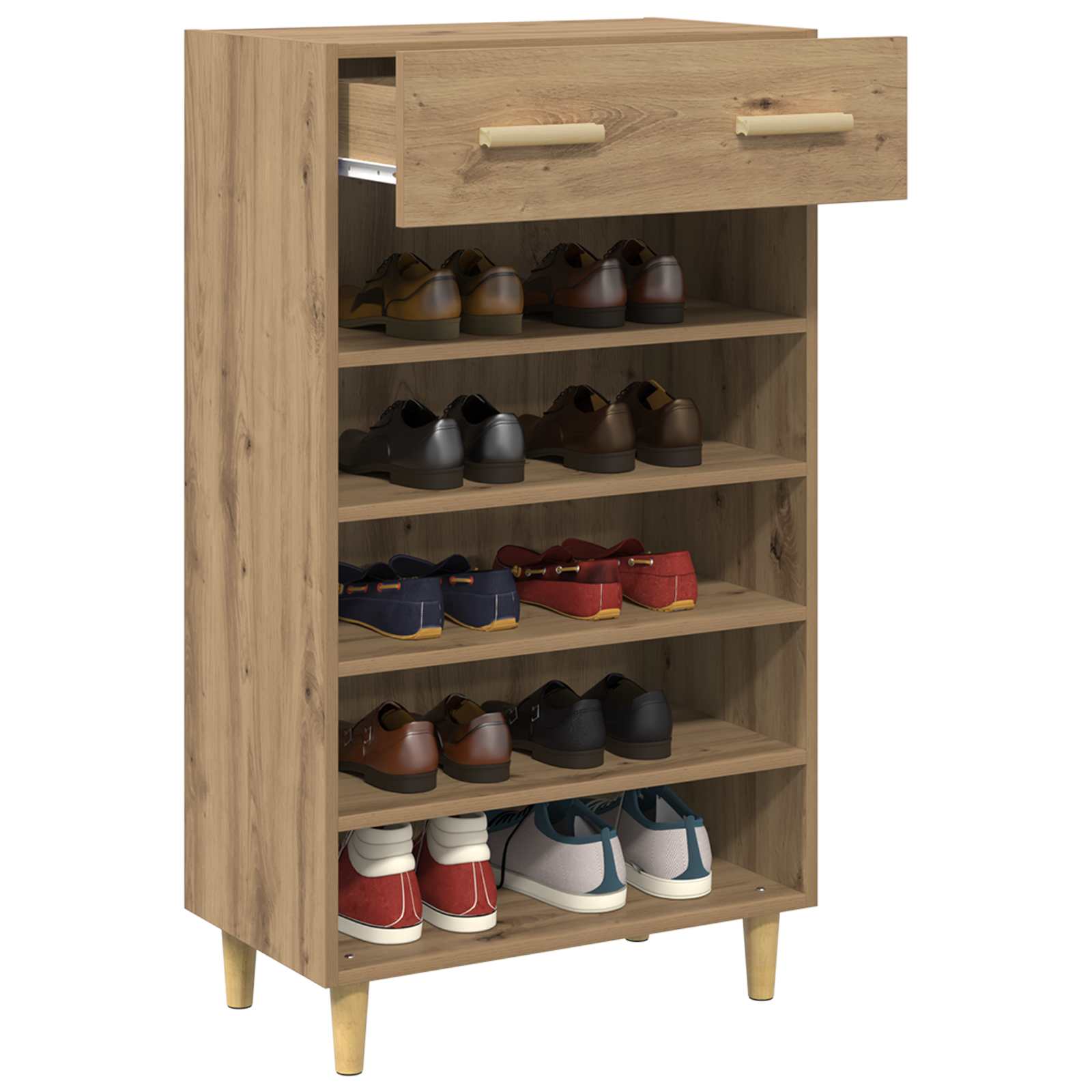 Schoenenkast Ambachtelijk eiken 60 x 35 x 105 cm Bewerkt hout is nu te koop bij PeponiXL, paradijselijk wonen!