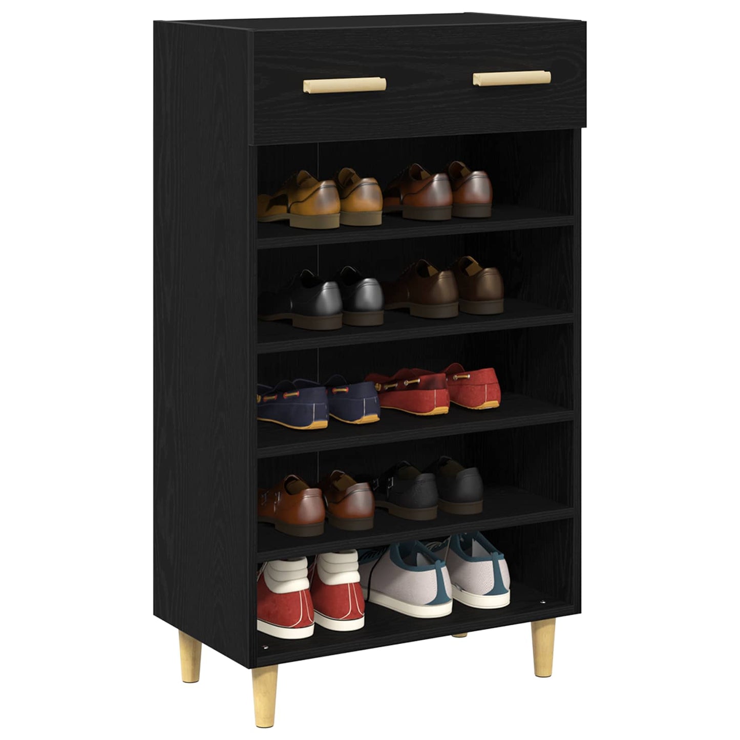 Schoenenkast met lade Zwart Eiken 60 x 35 x 105 cm Bewerkt hout is nu te koop bij PeponiXL, paradijselijk wonen!
