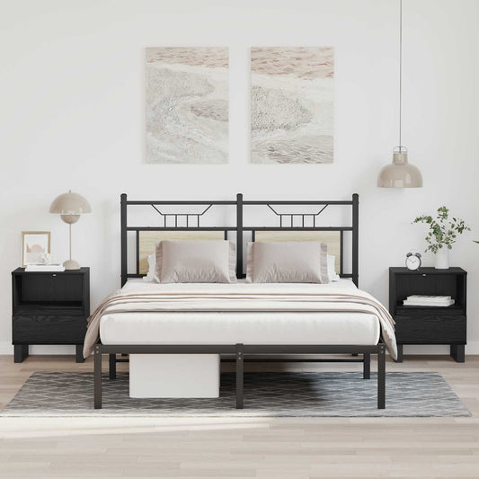 Bed kast met lade Zwart Eiken 40 x 35 x 50 cm Bewerkt hout is nu te koop bij PeponiXL, paradijselijk wonen!