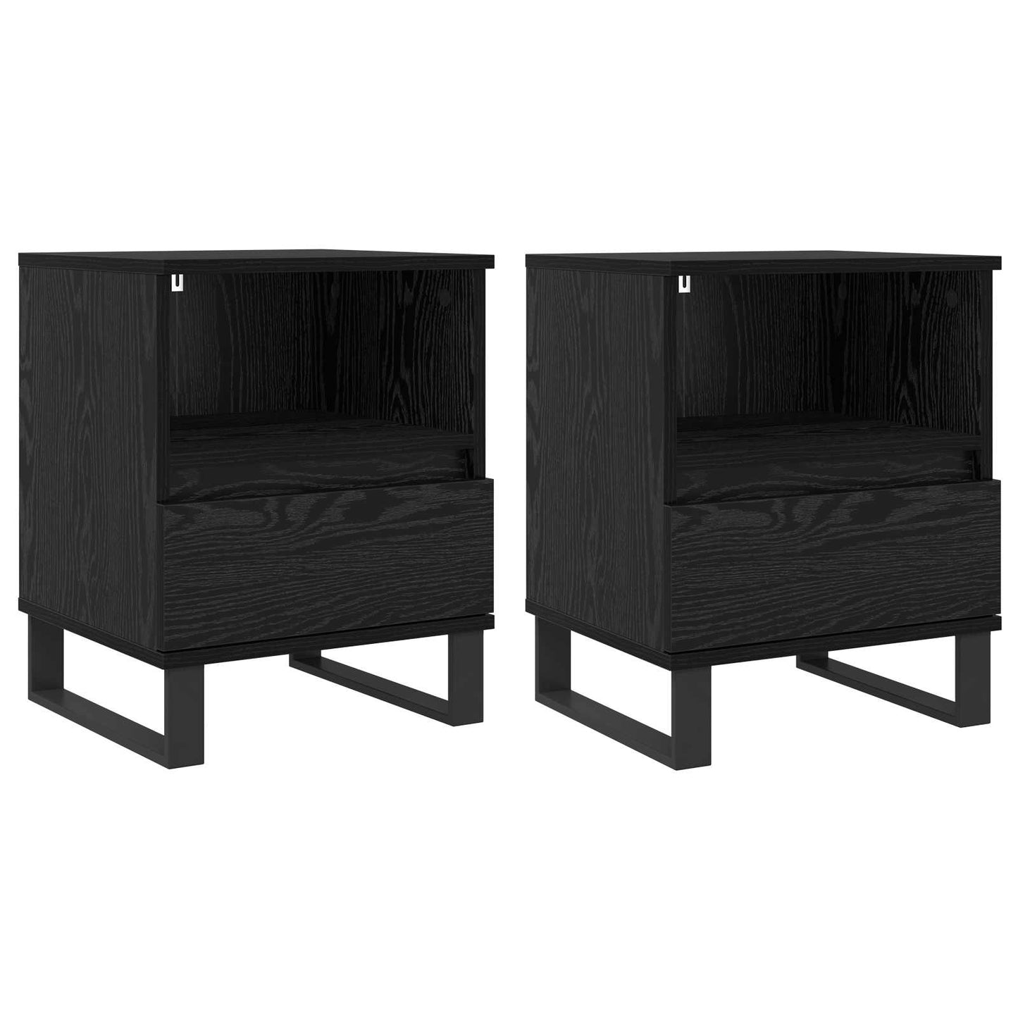 Bed kast met lade Zwart Eiken 40 x 35 x 50 cm Bewerkt hout is nu te koop bij PeponiXL, paradijselijk wonen!