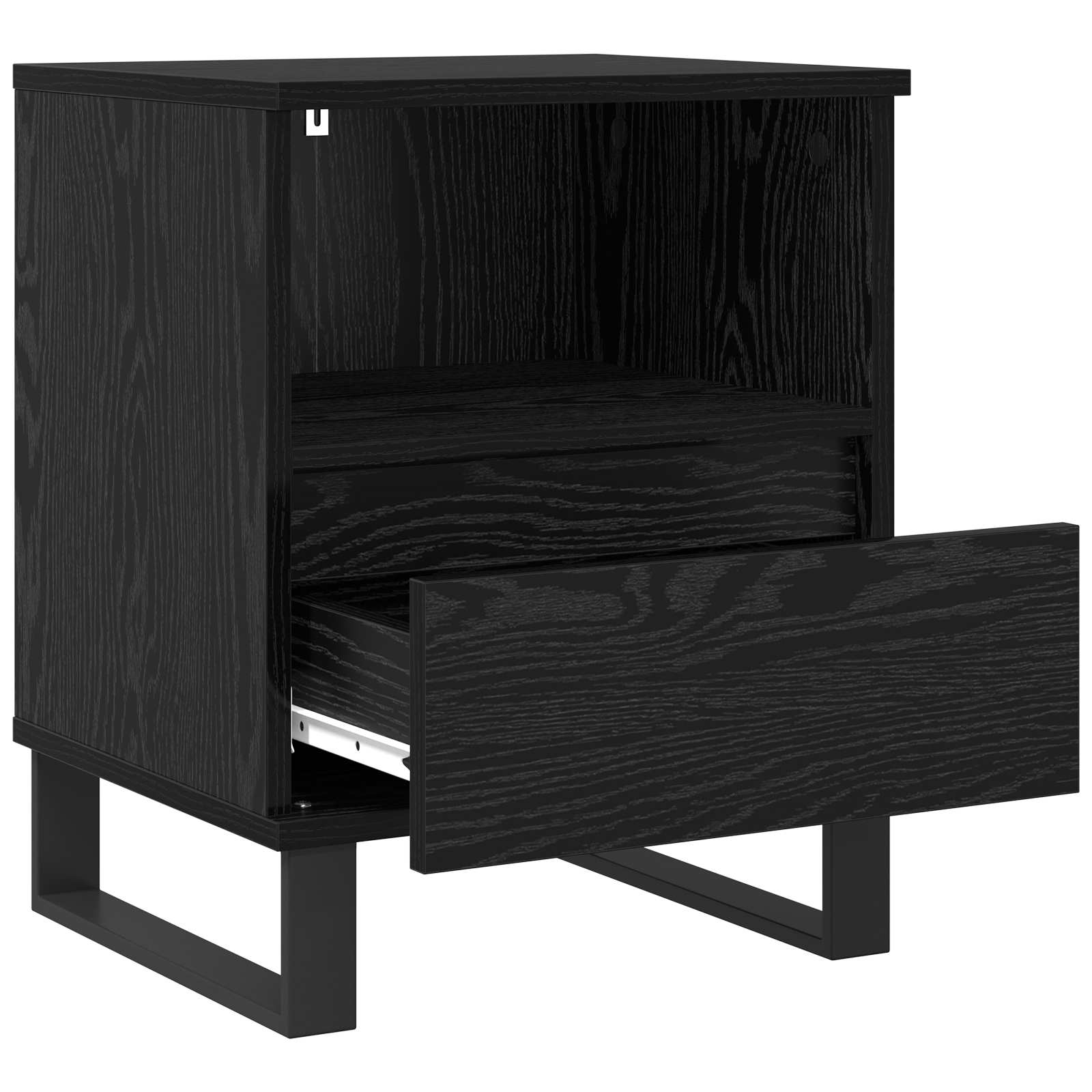 Bed kast met lade Zwart Eiken 40 x 35 x 50 cm Bewerkt hout is nu te koop bij PeponiXL, paradijselijk wonen!