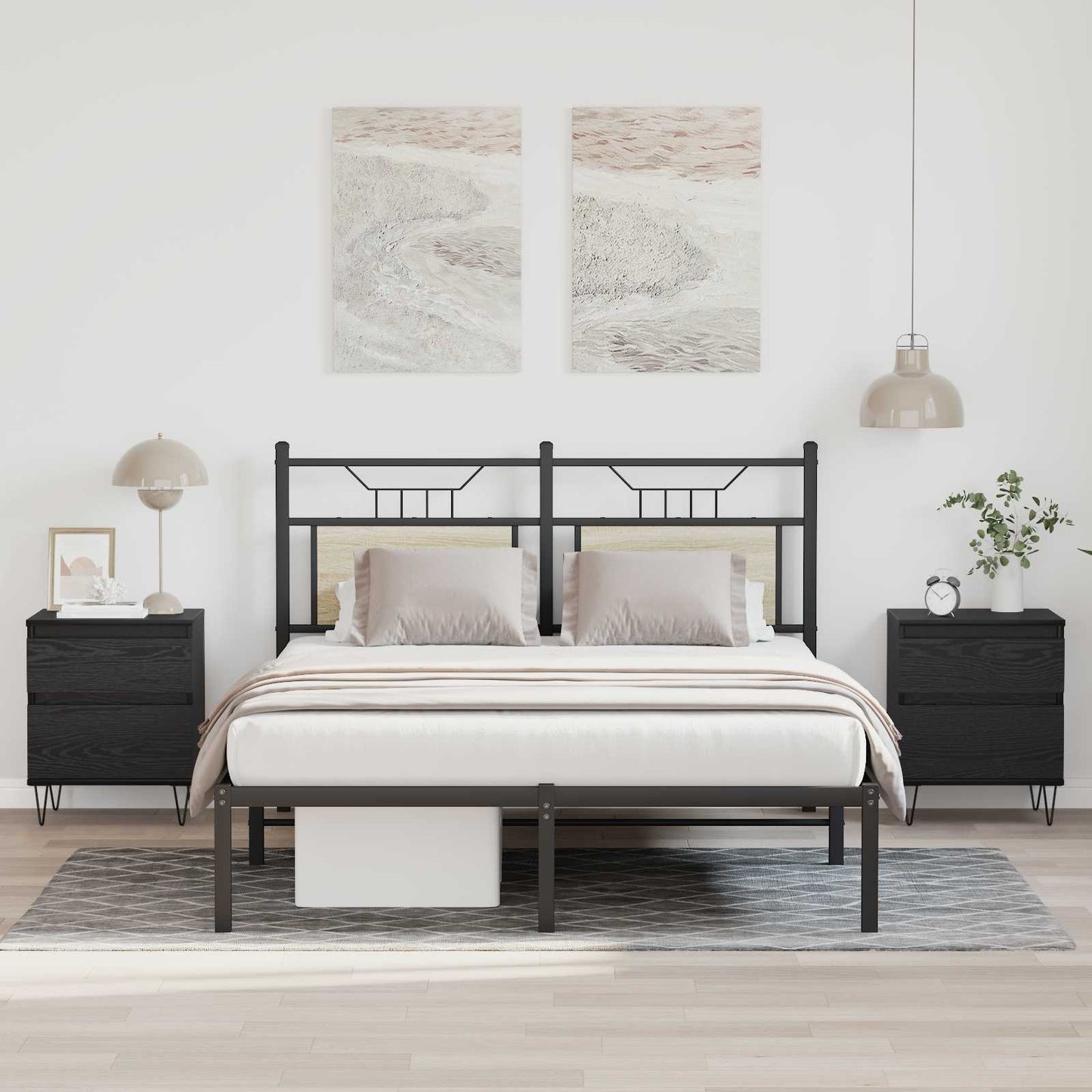 Bed kast met lade Zwart Eiken 40 x 35 x 50 cm Bewerkt hout is nu te koop bij PeponiXL, paradijselijk wonen!