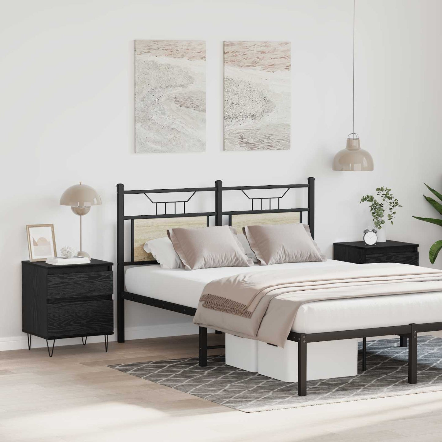 Bed kast met lade Zwart Eiken 40 x 35 x 50 cm Bewerkt hout is nu te koop bij PeponiXL, paradijselijk wonen!
