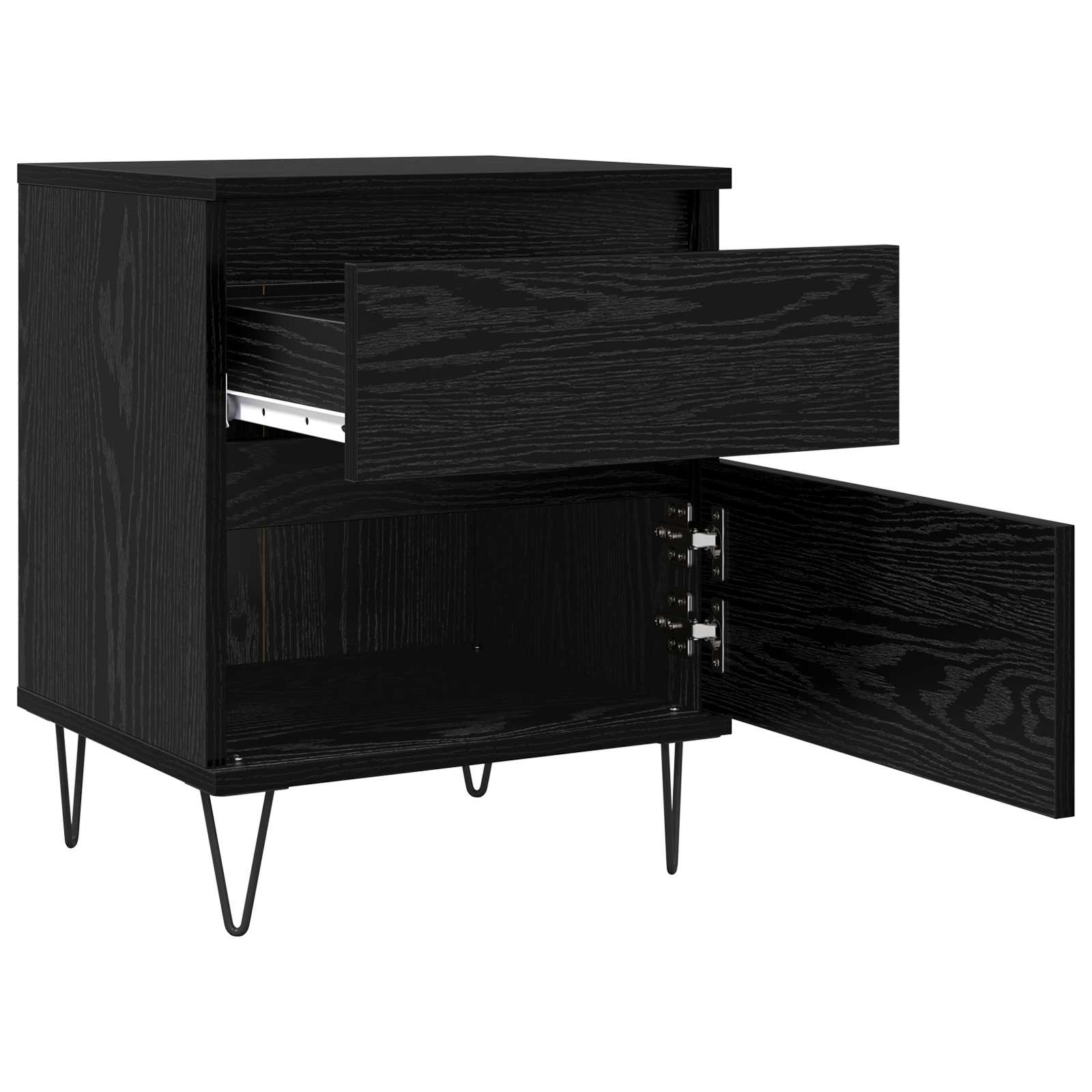 Bed kast met lade Zwart Eiken 40 x 35 x 50 cm Bewerkt hout is nu te koop bij PeponiXL, paradijselijk wonen!