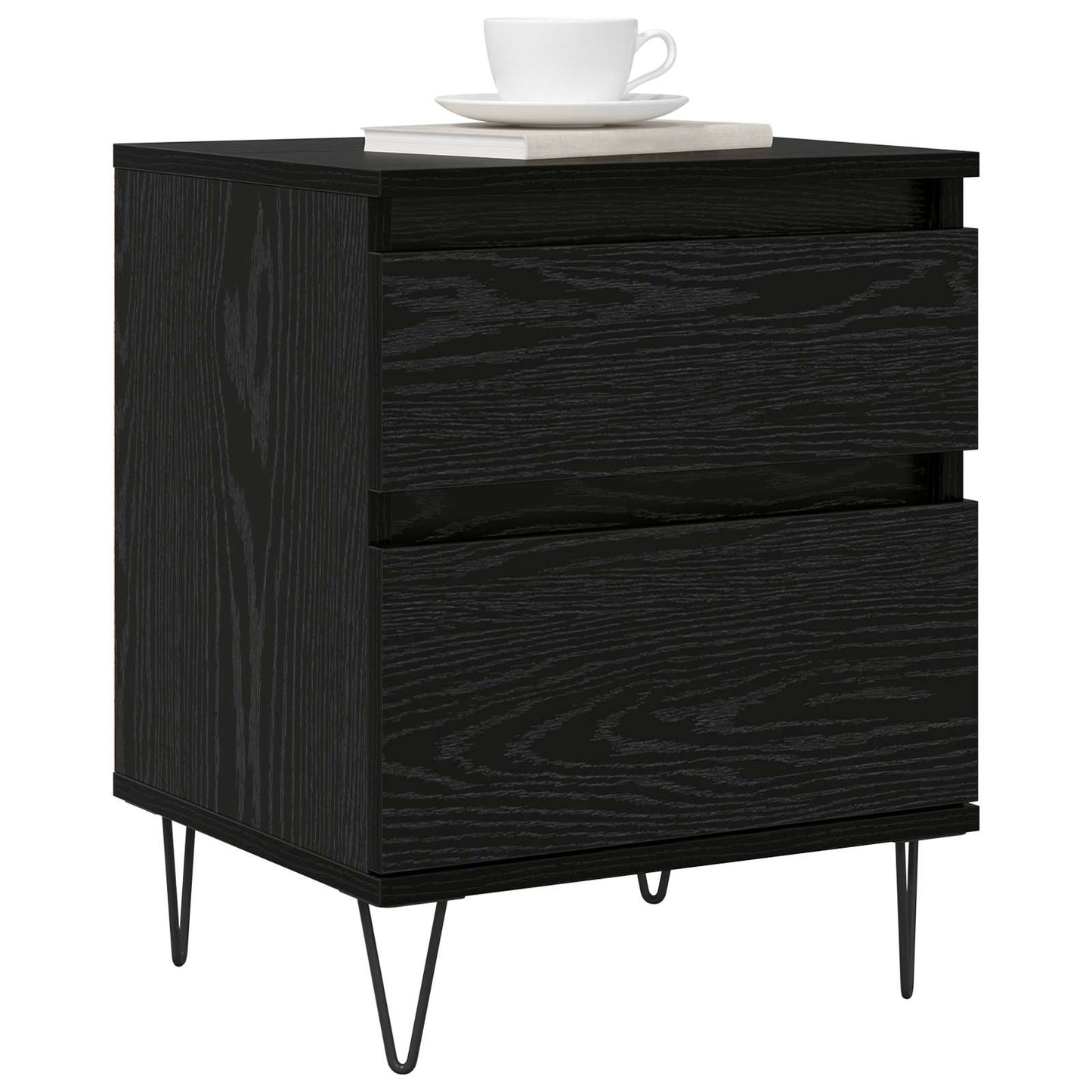 Bed kast met lade Zwart Eiken 40 x 35 x 50 cm Bewerkt hout is nu te koop bij PeponiXL, paradijselijk wonen!