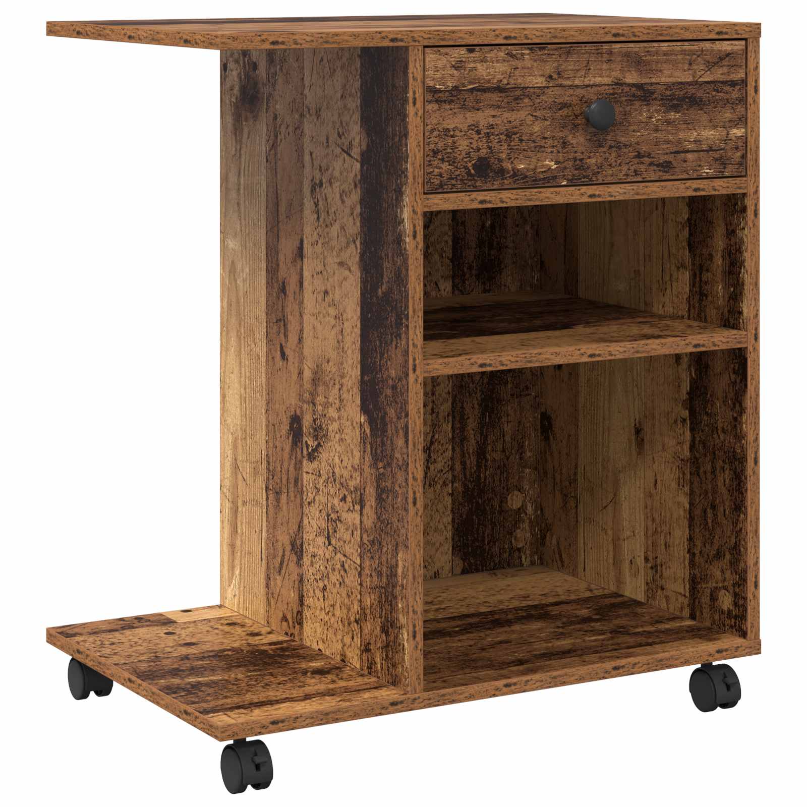 Printerstand met lade Oudhout 60 x 40 x 68.5 cm Bewerkt hout is nu te koop bij PeponiXL, paradijselijk wonen!