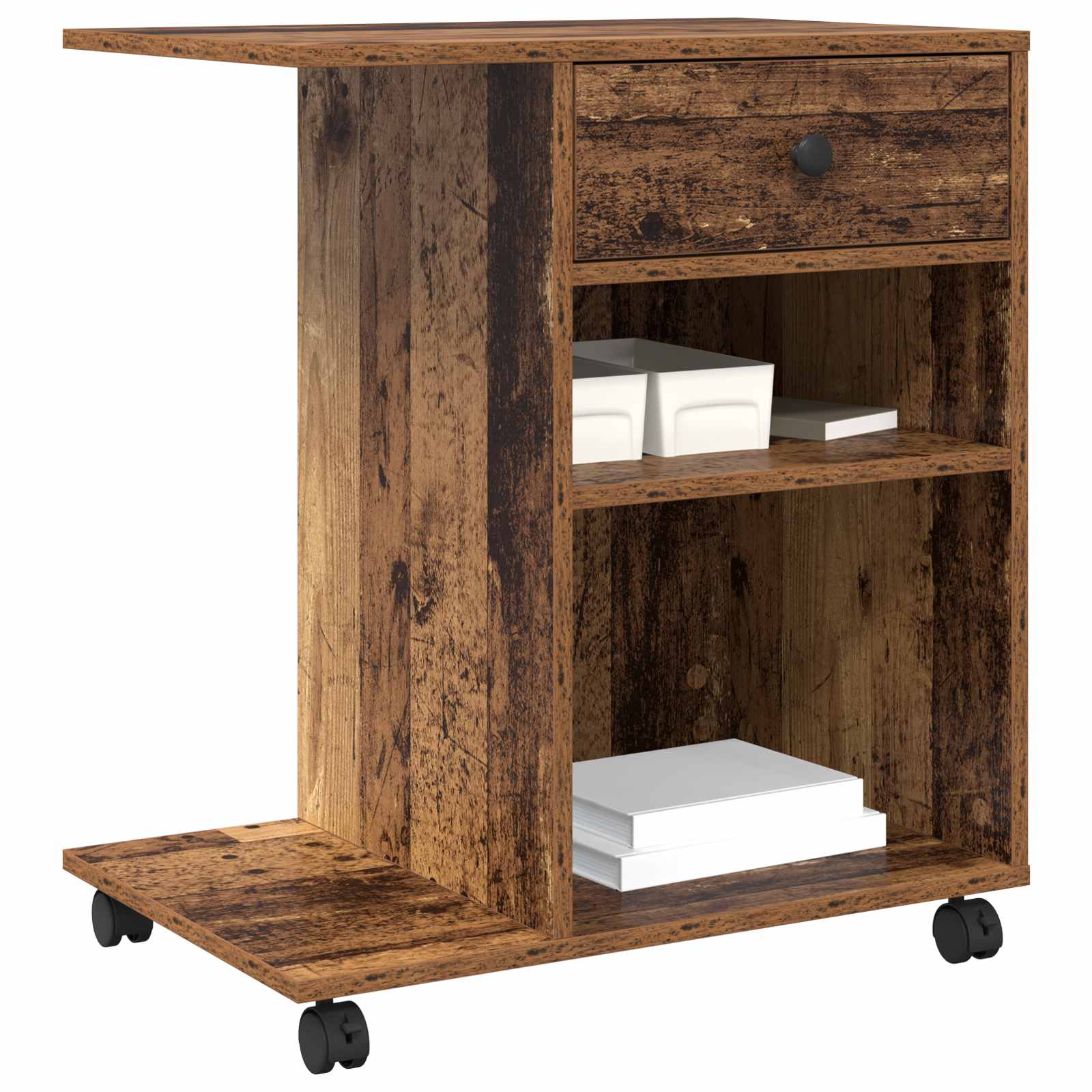 Printerstand met lade Oudhout 60 x 40 x 68.5 cm Bewerkt hout is nu te koop bij PeponiXL, paradijselijk wonen!