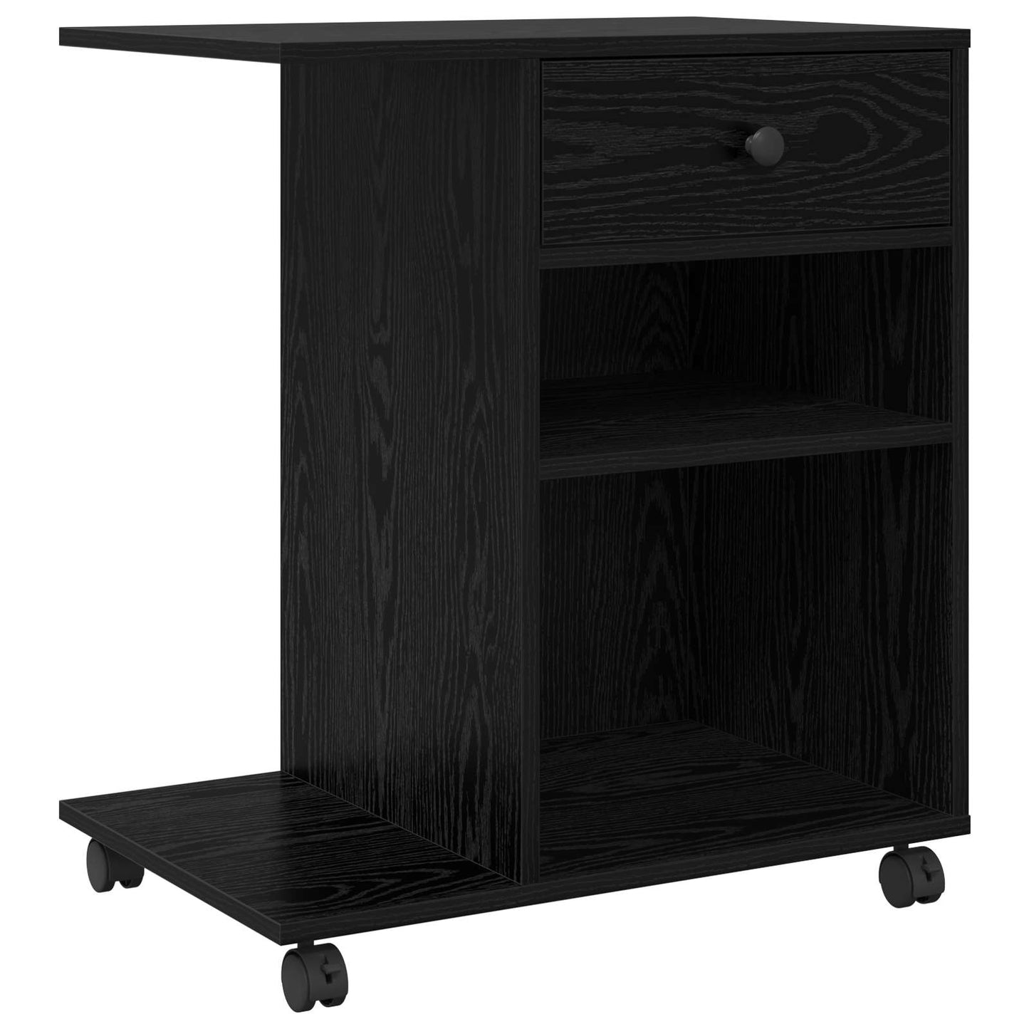 Printerstand Effen Zwart Eiken 60 x 40 x 68.5 cm Bewerkt hout is nu te koop bij PeponiXL, paradijselijk wonen!