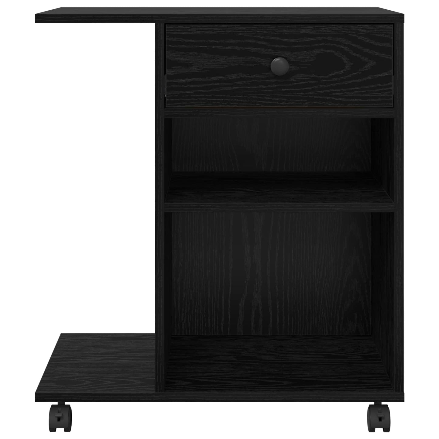 Printerstand Effen Zwart Eiken 60 x 40 x 68.5 cm Bewerkt hout is nu te koop bij PeponiXL, paradijselijk wonen!