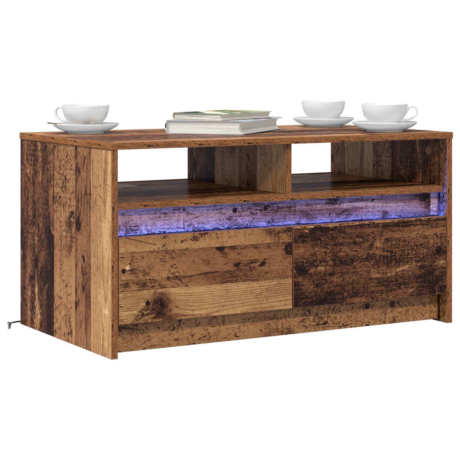 Salontafel met lade Oudhout 90 x 50 x 45 cm Bewerkt hout is nu te koop bij PeponiXL, paradijselijk wonen!